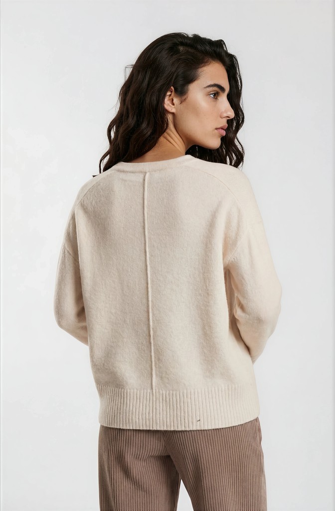 Milano Italy Damenpullover mit Spitzendetail – Creme XS