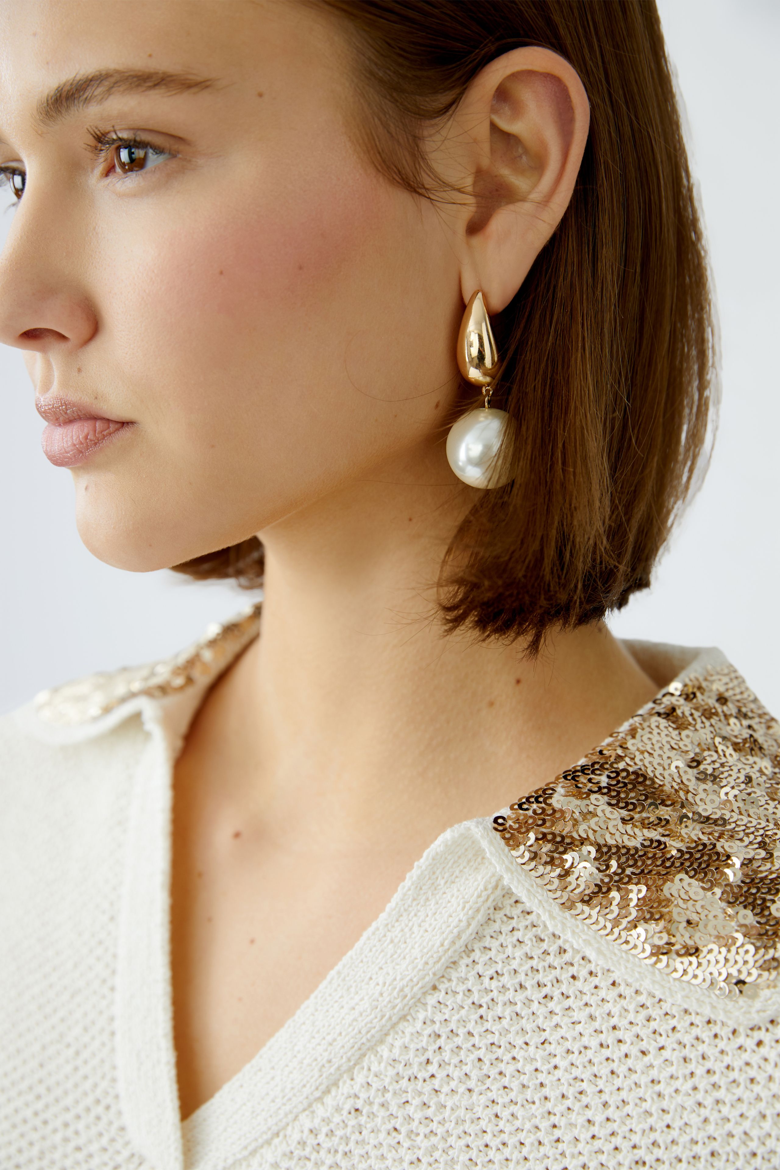 Oui Polopullover mit Highlight Strickkragen