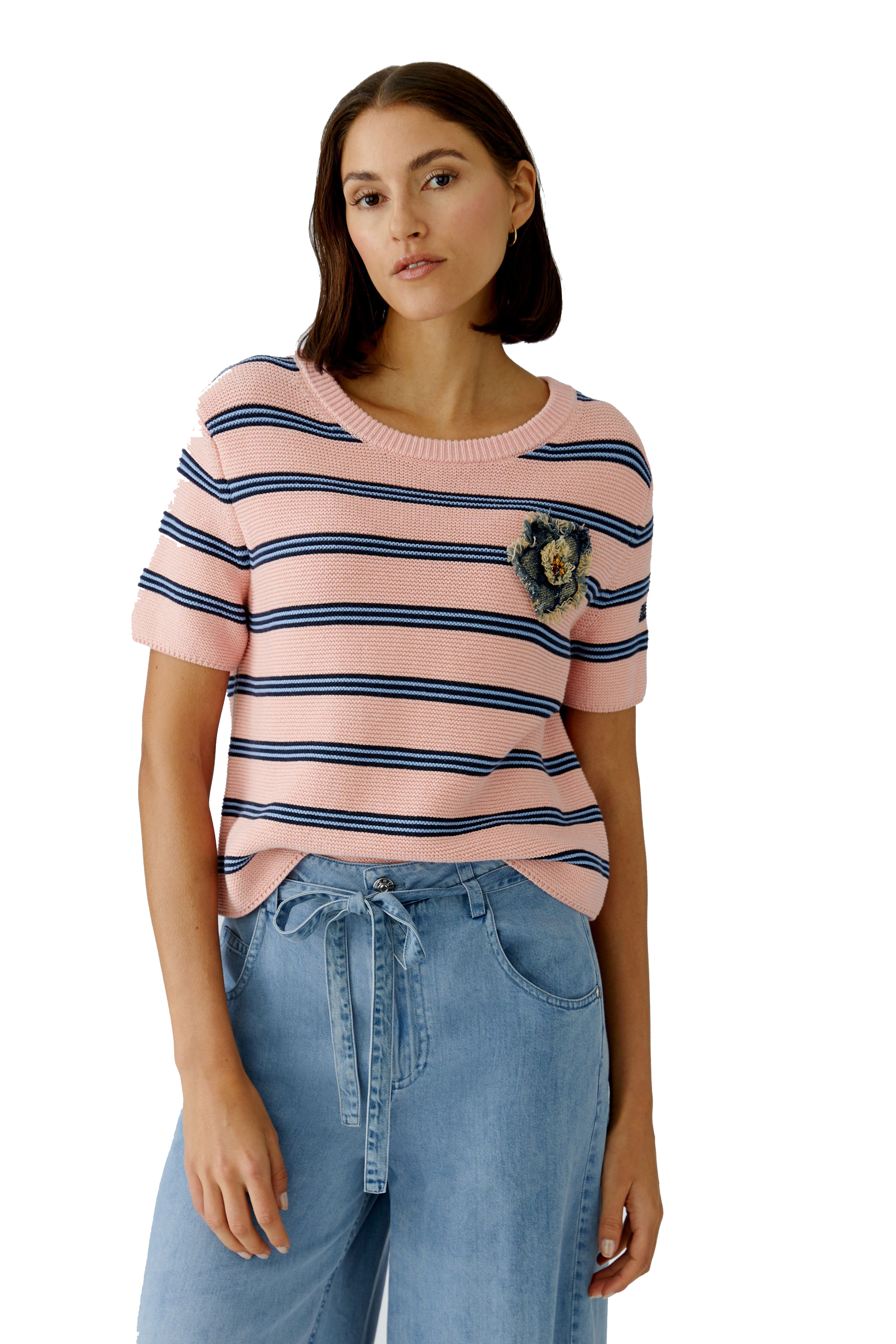 Oui Pullover mit aufwendiger Blumen Applikation