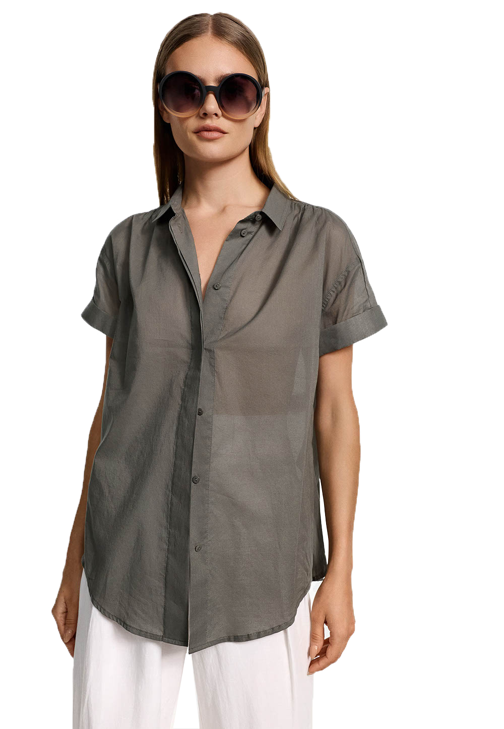 Catnoir Bluse kurzarm - olive