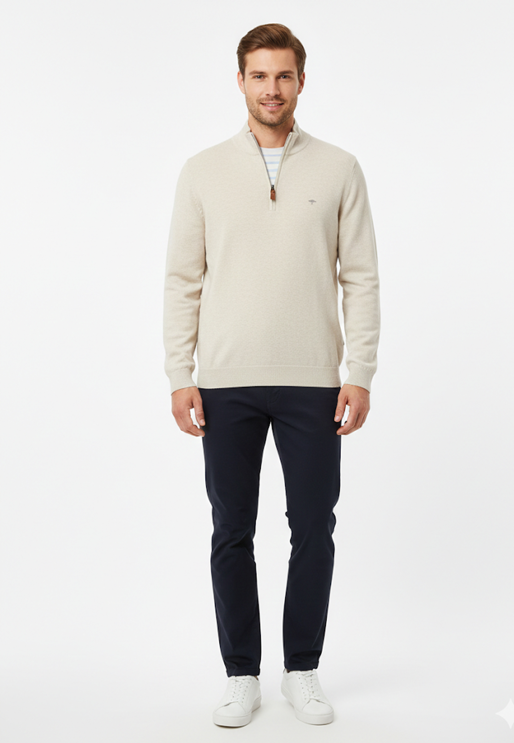 Fynch-Hatton Pullover Troyer-Zip - beige