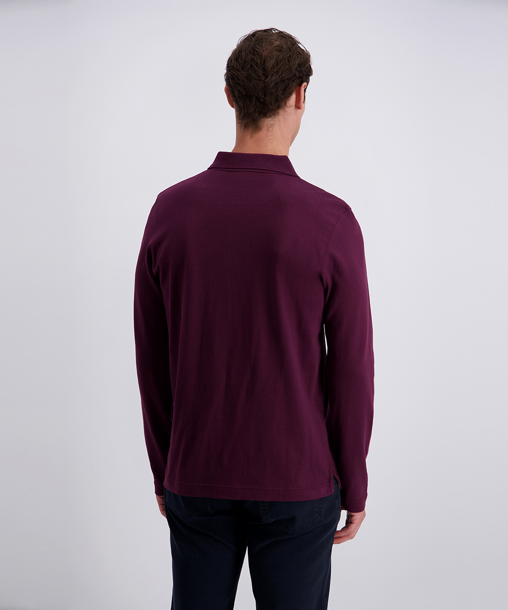 Pierre Cardin Herren Langarm‑Poloshirt – Bordeaux XXL