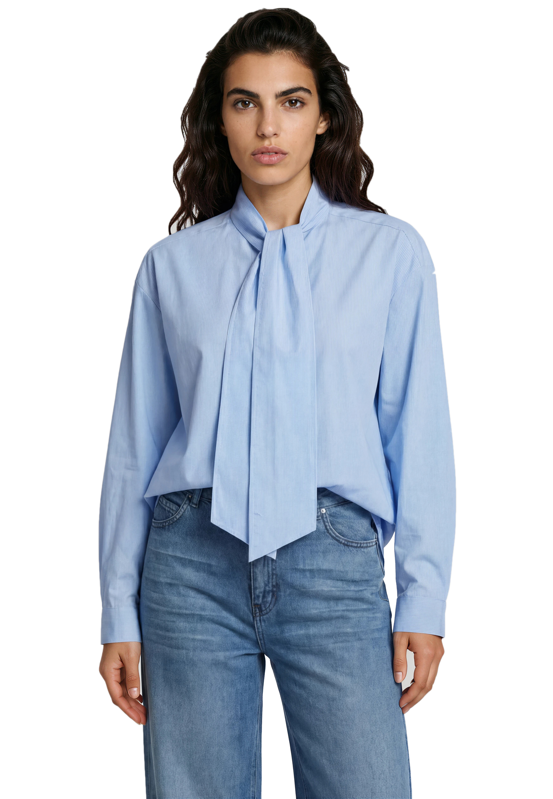Milano Italy Bluse mit Bindeschleife – Hellblau