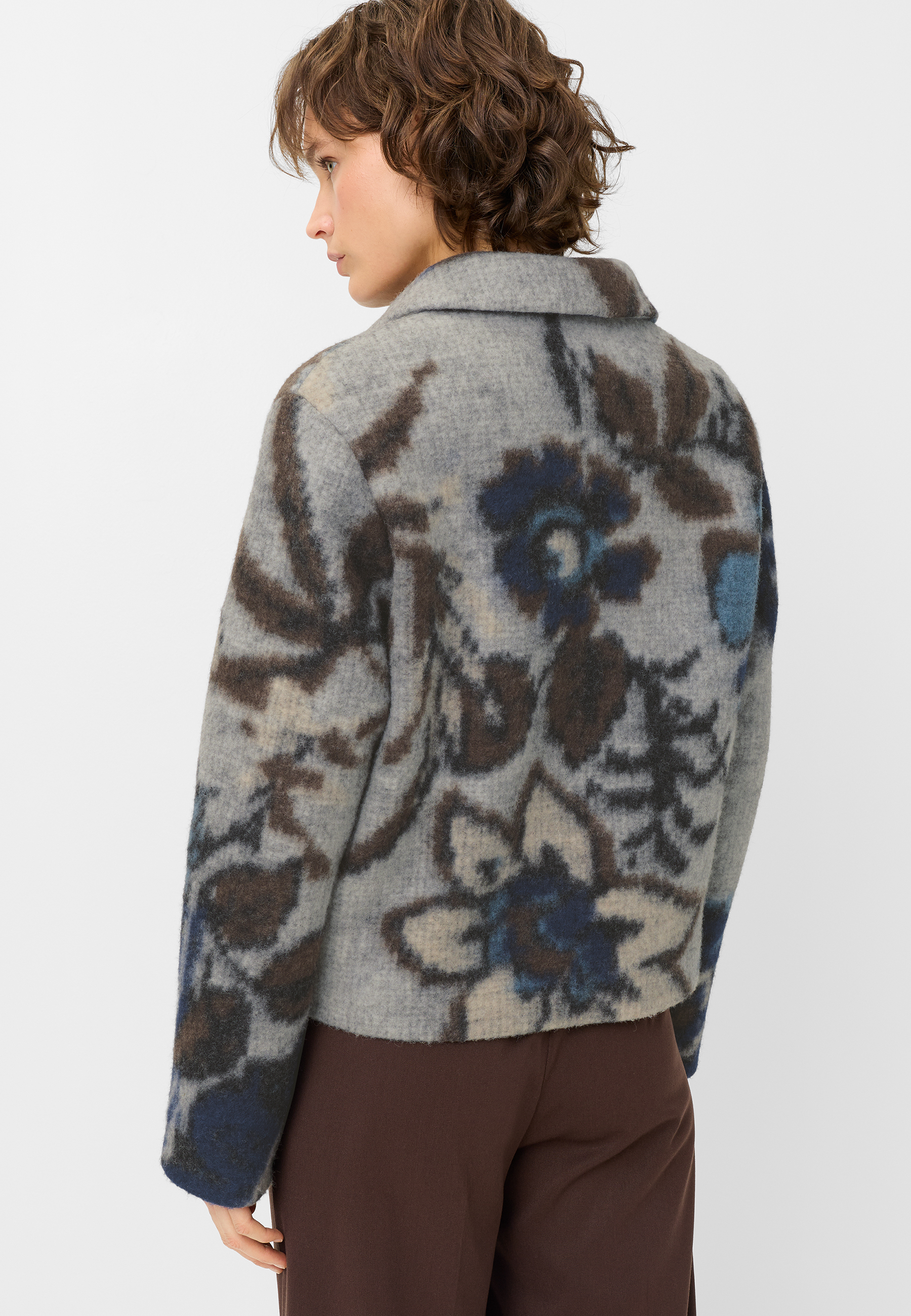 Fuchs Schmitt Wolljacke mit abstraktem Print in Grau-Blau 44
