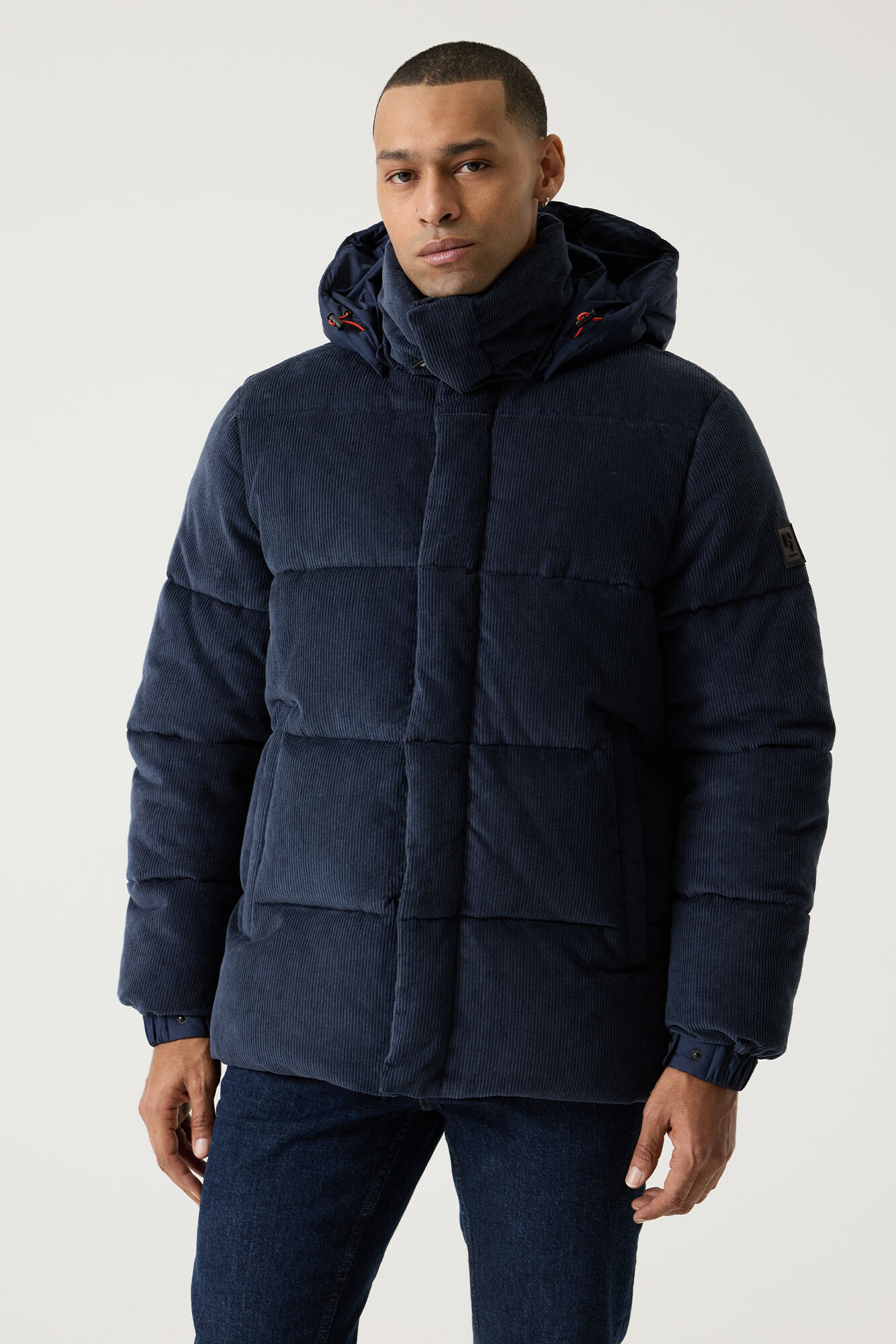 Garcia Steppjacke Navy mit Kapuze und Cord-Optik XL