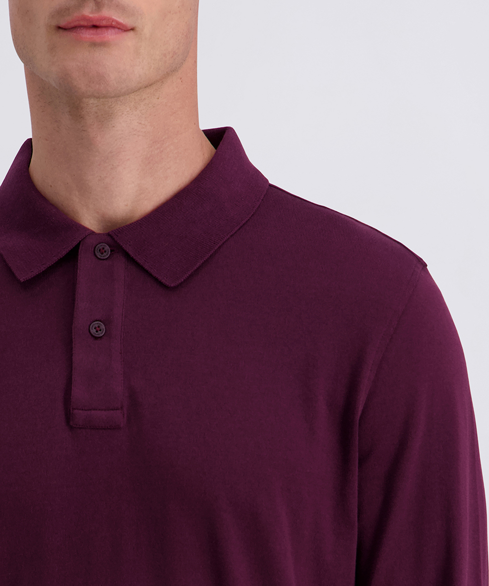 Pierre Cardin Herren Langarm‑Poloshirt – Bordeaux XXL