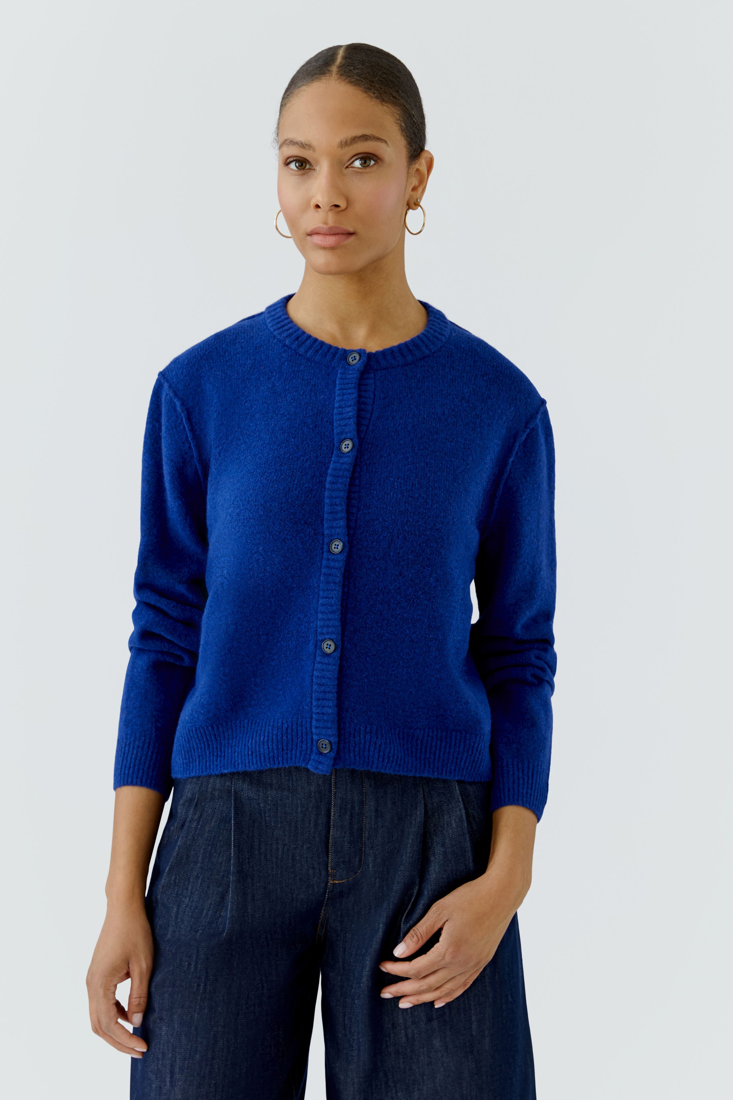 Oui Strickjacke ILAYA - super soft - Royalblau 44
