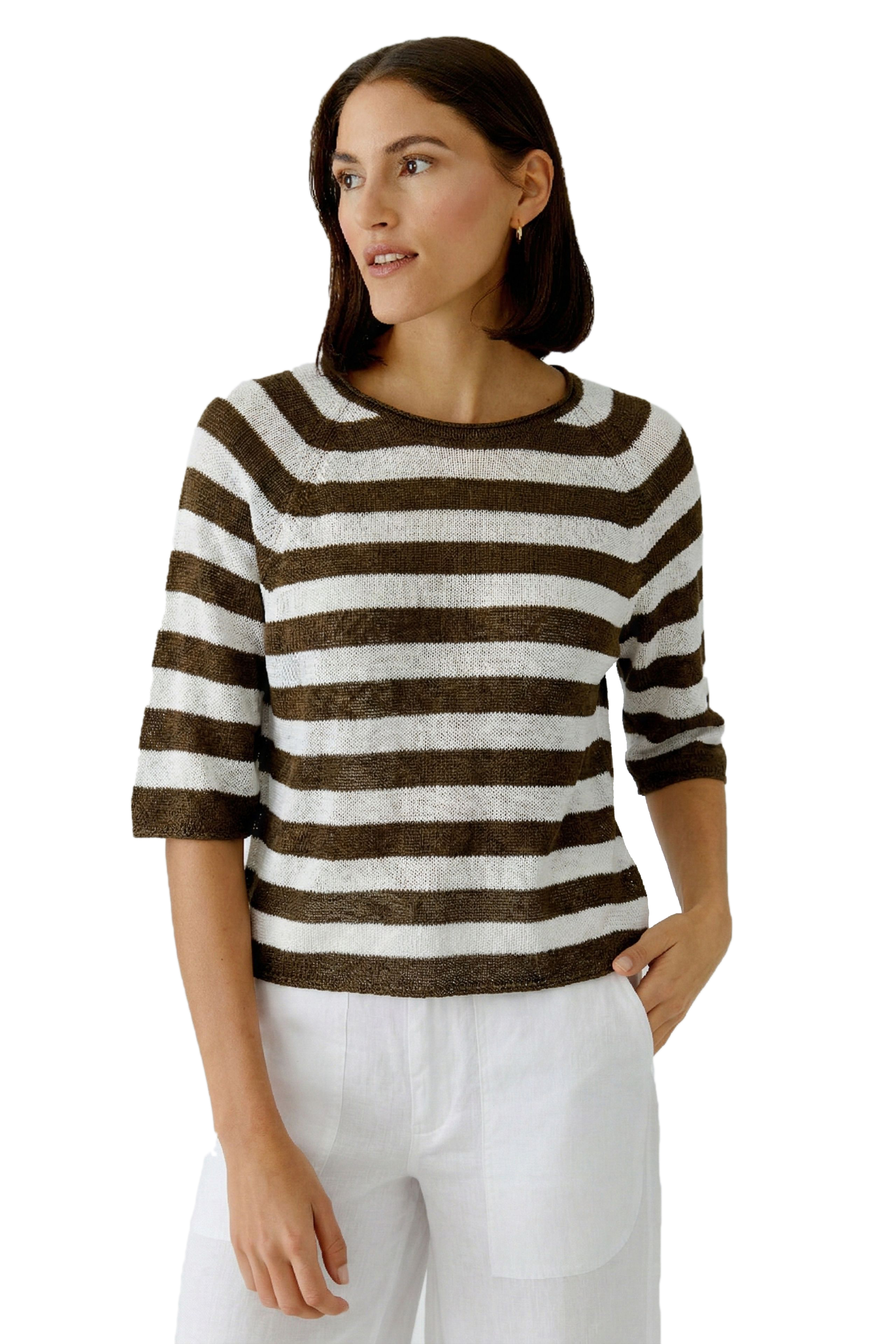 Oui Leinen-Pullover im lässigen Raglan Shape 42