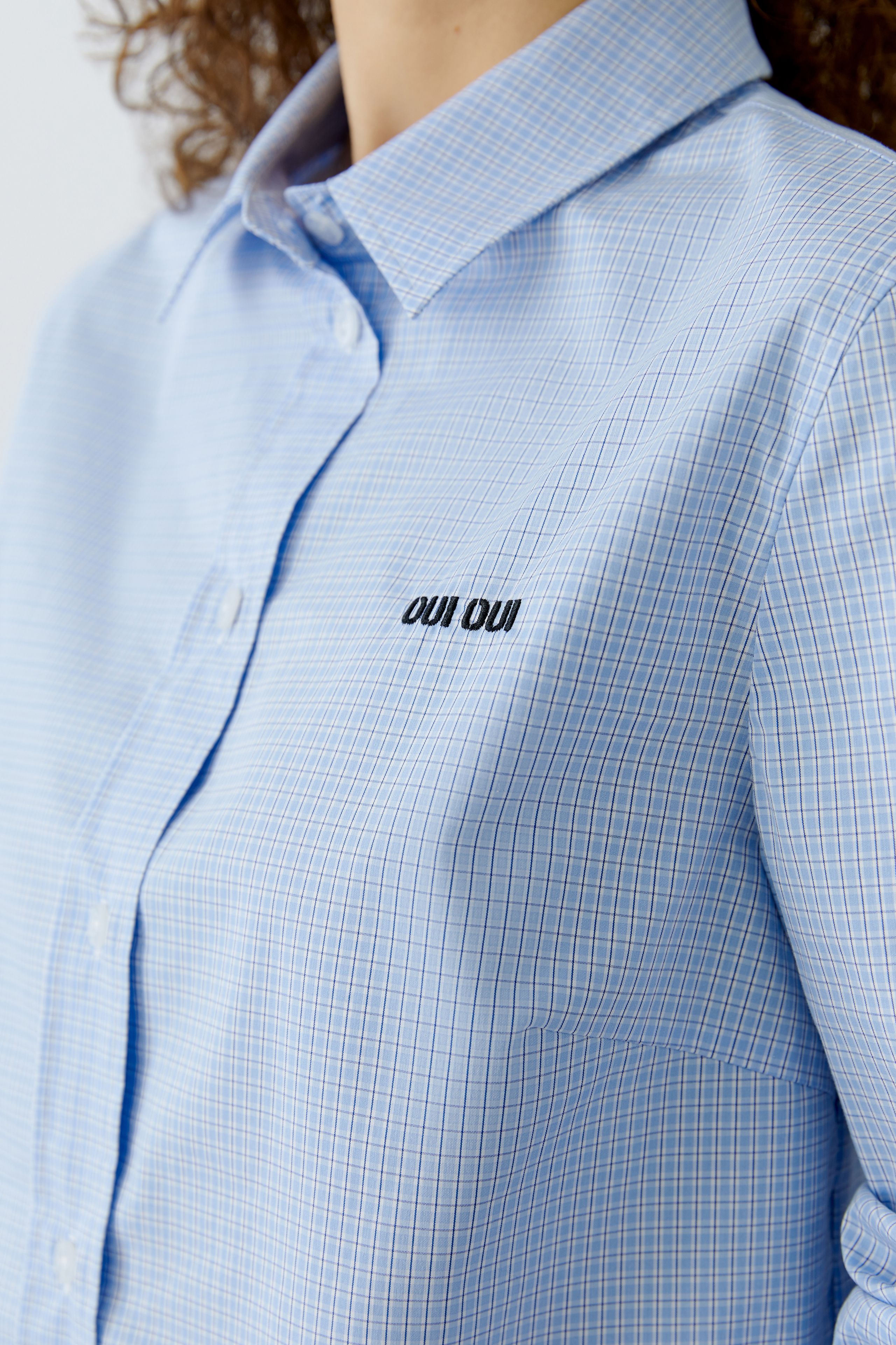 Oui Hemdbluse mit unterlegtem Spitzensaum