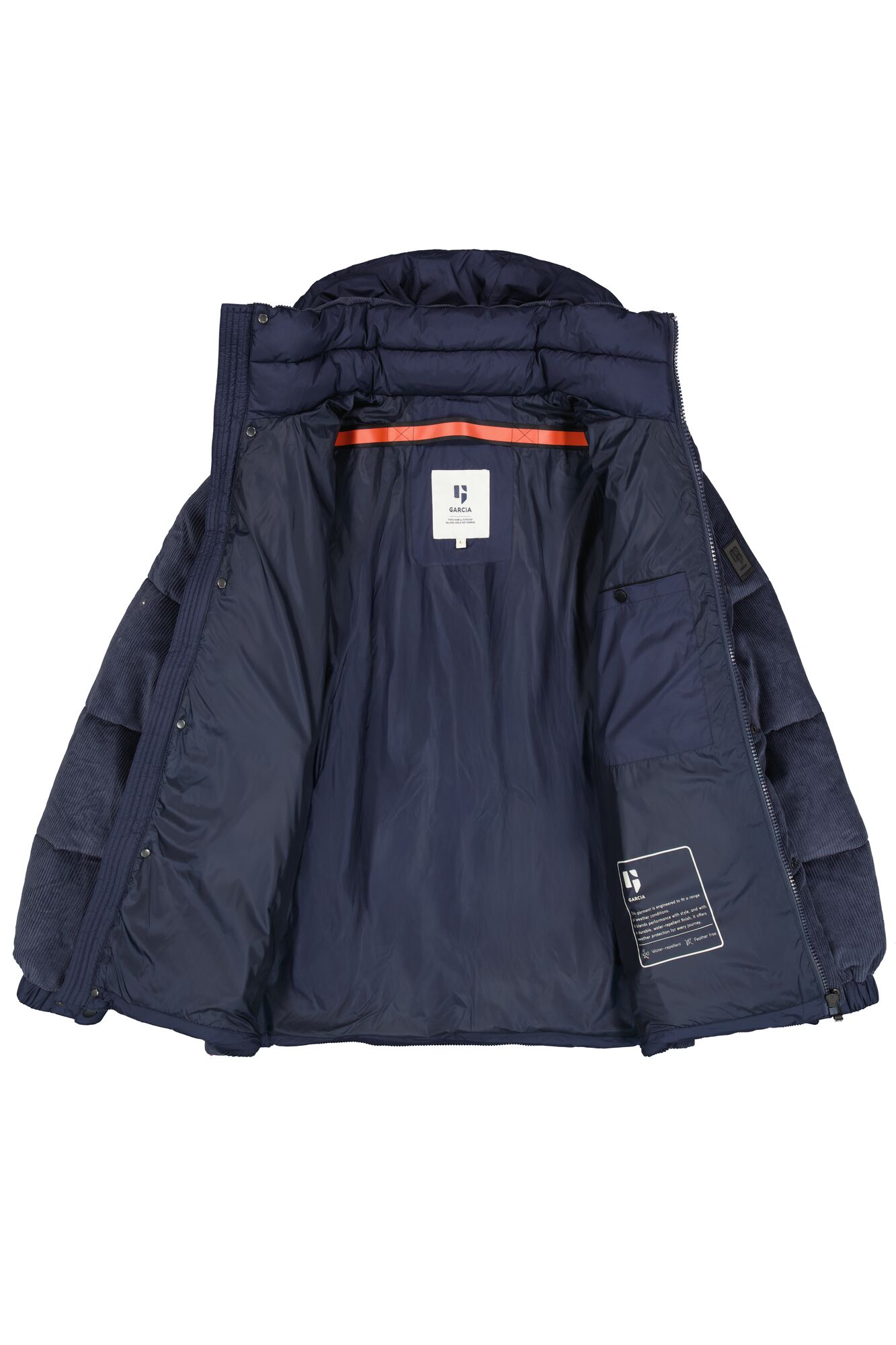 Garcia Steppjacke Navy mit Kapuze und Cord-Optik XL