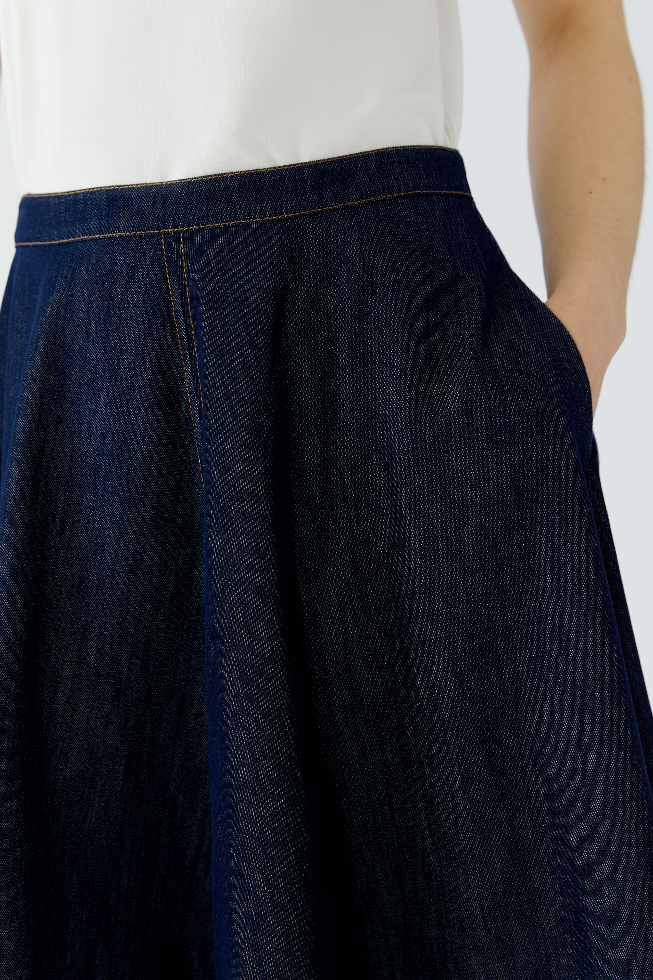 Oui weit schwingender Jeansrock im Raw Denim 40