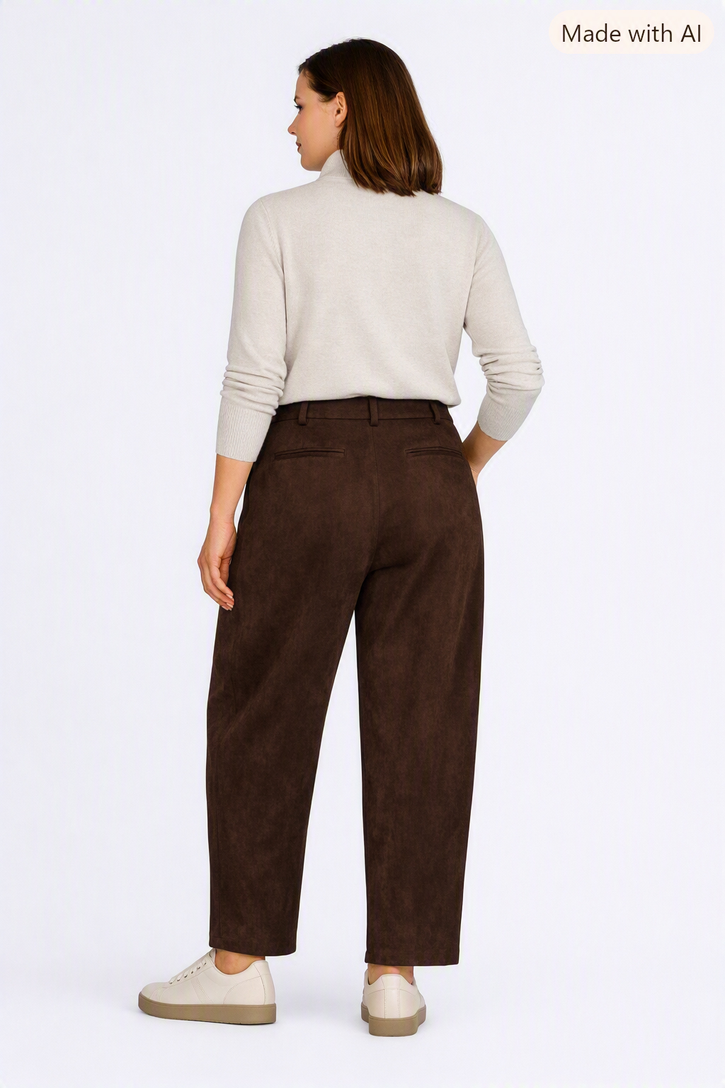 Raffaelo Rossi Dunkelbraune Velourslederhose in O‑Shape (Lederoptik) 42