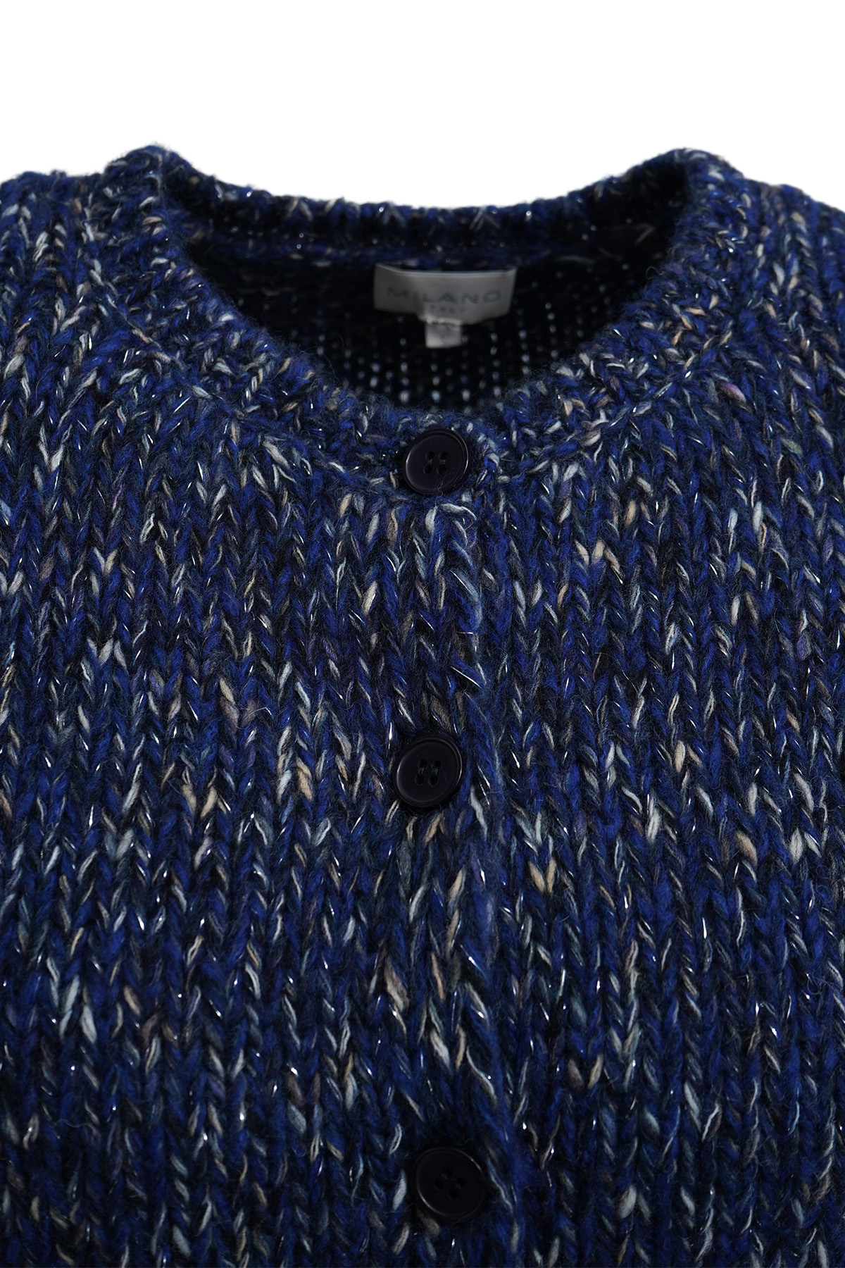 Milano Italy Strickweste – Blau meliert, Knopfleiste XL