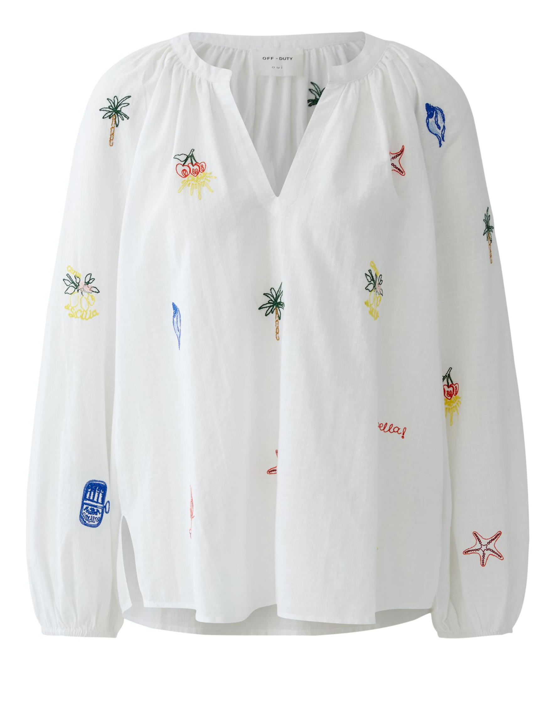 Oui Bestickte Tunika - white red