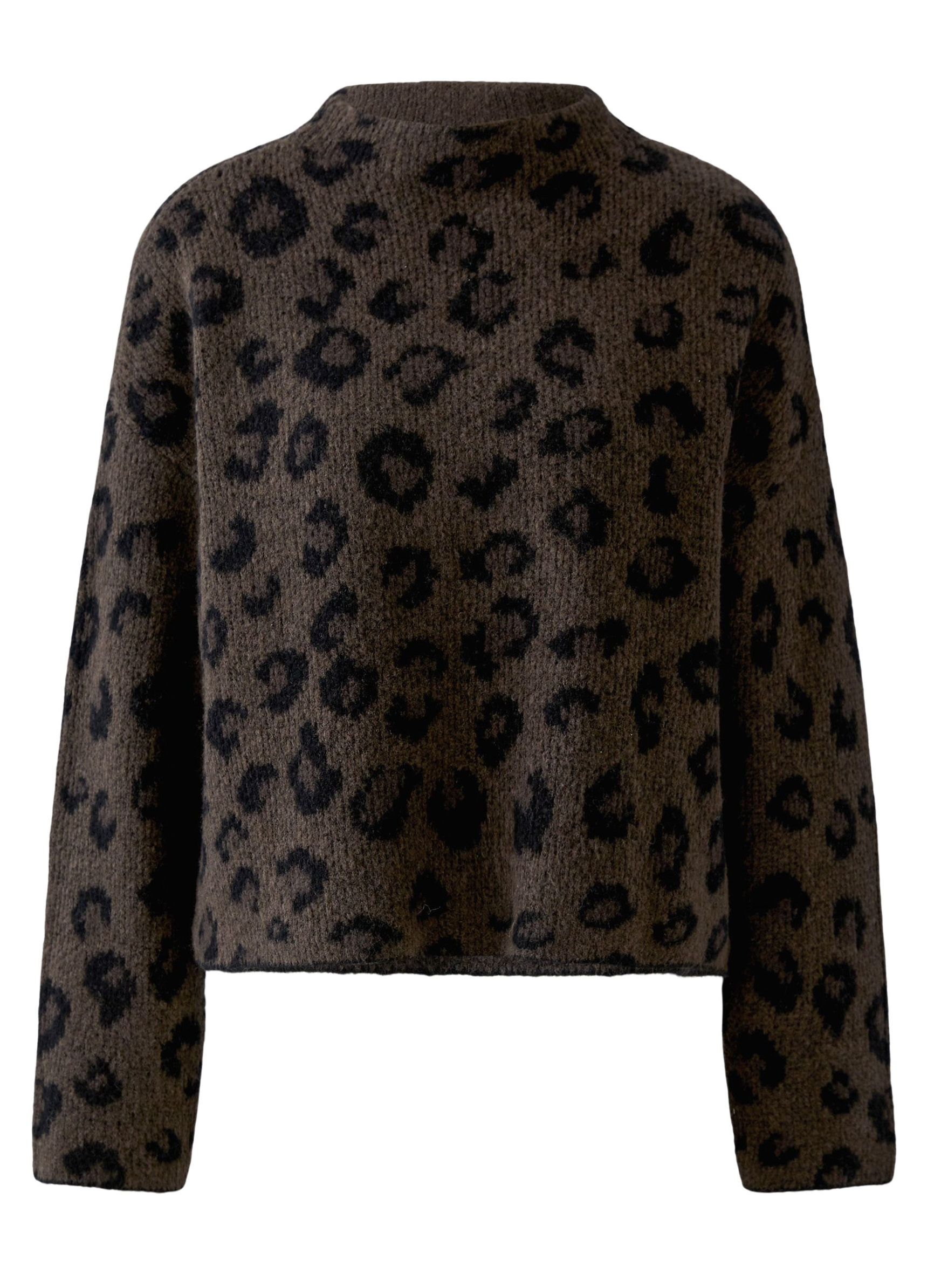 Oui Pullover mit Leopardenmuster, braun‑schwarz 44