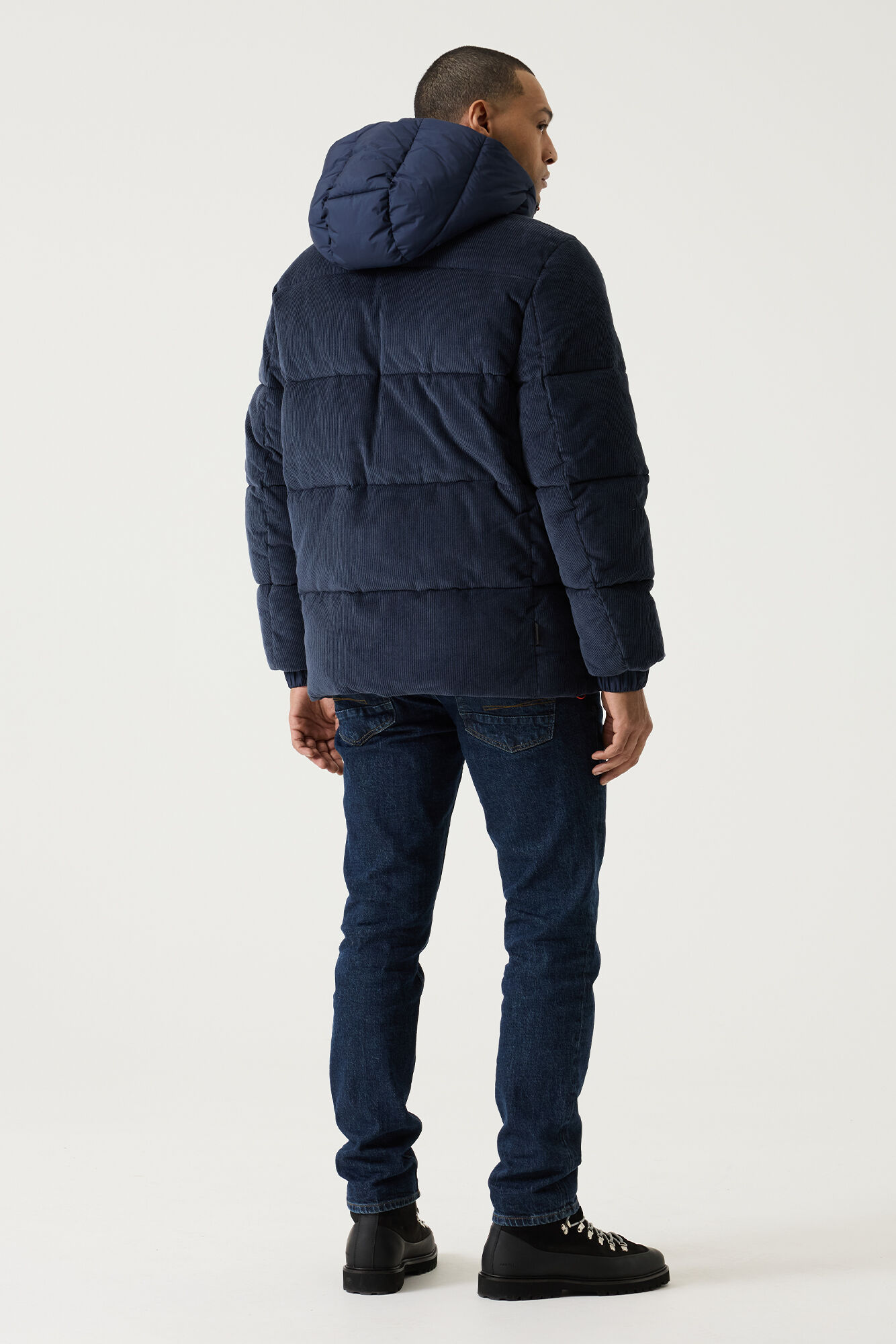 Garcia Steppjacke Navy mit Kapuze und Cord-Optik XL