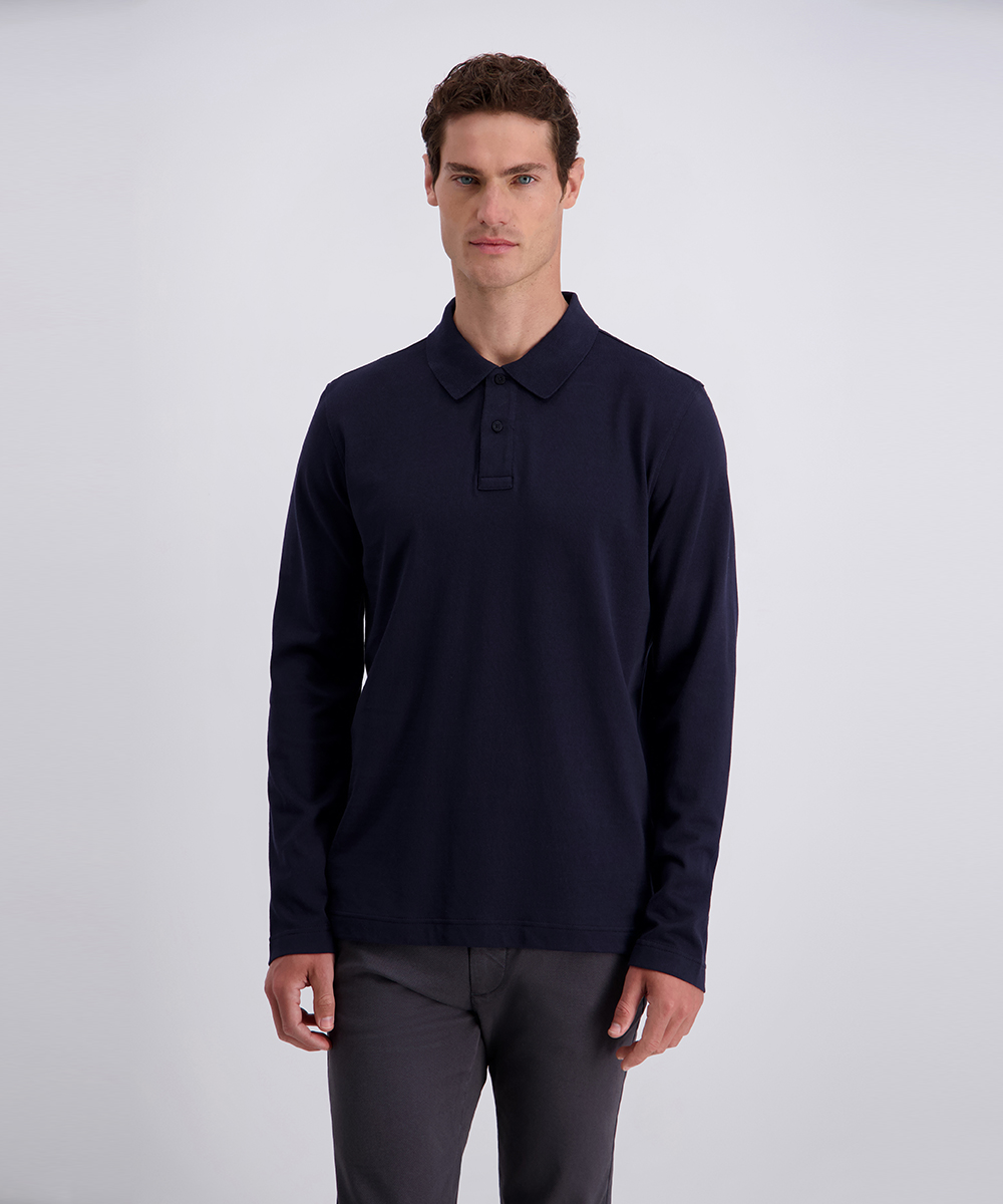 Pierre Cardin Herren Langarm‑Poloshirt – Dunkelblau XXL