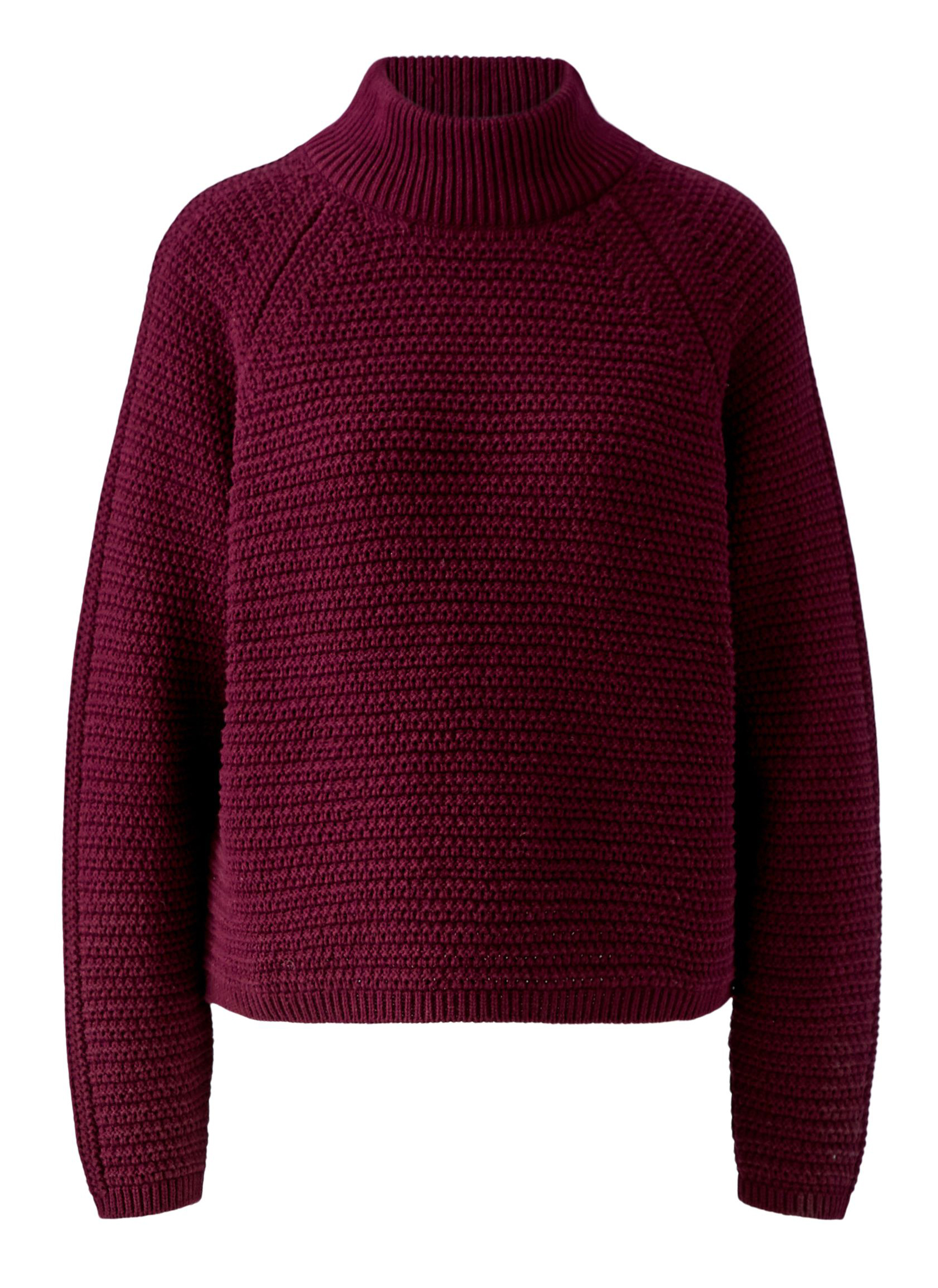 Oui Strickpullover mit Stehkragen in Bordeaux 42
