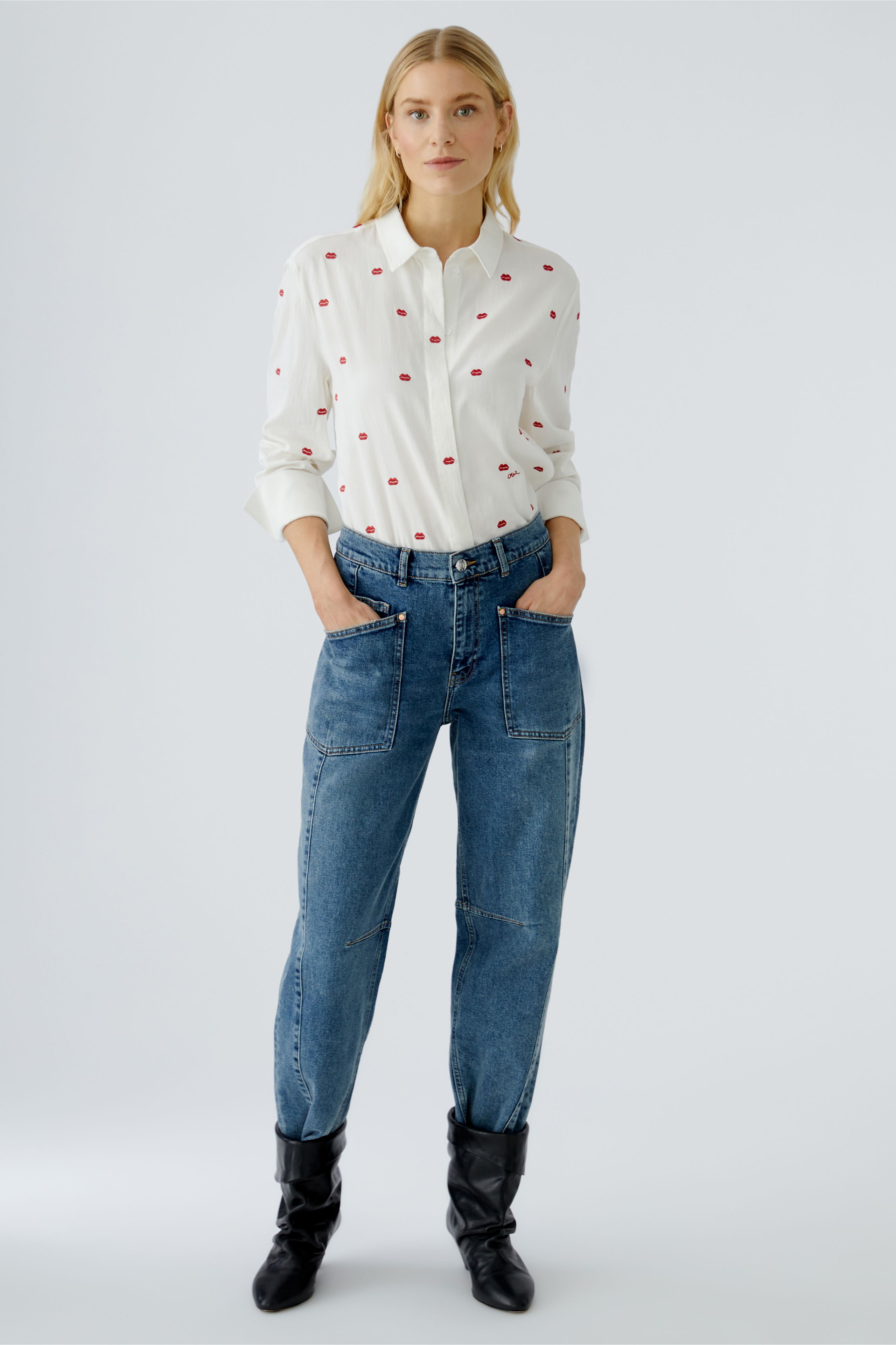 Oui Bluse allover bestickt