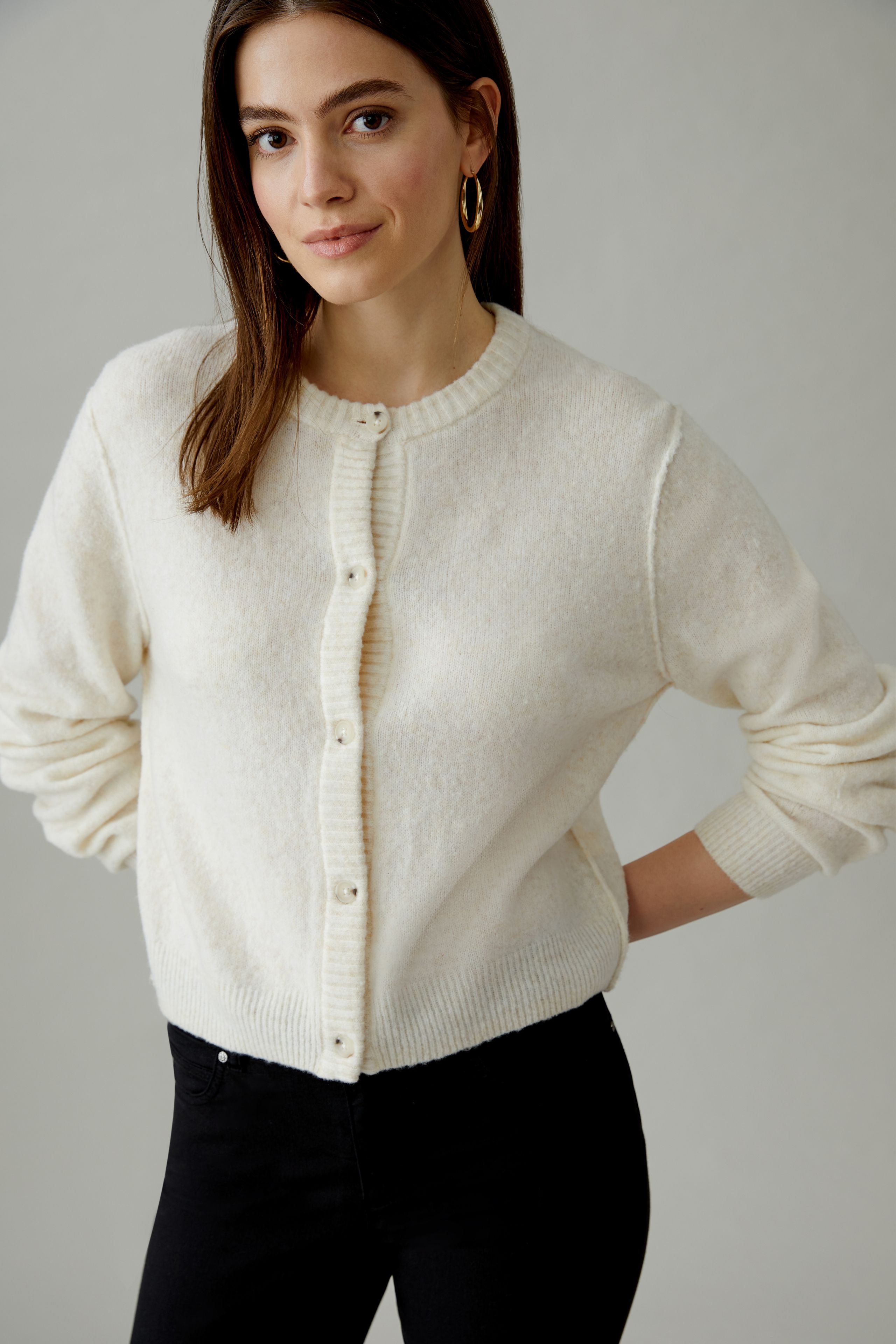 Oui Strickjacke ILAYA - super soft - offwhite 42