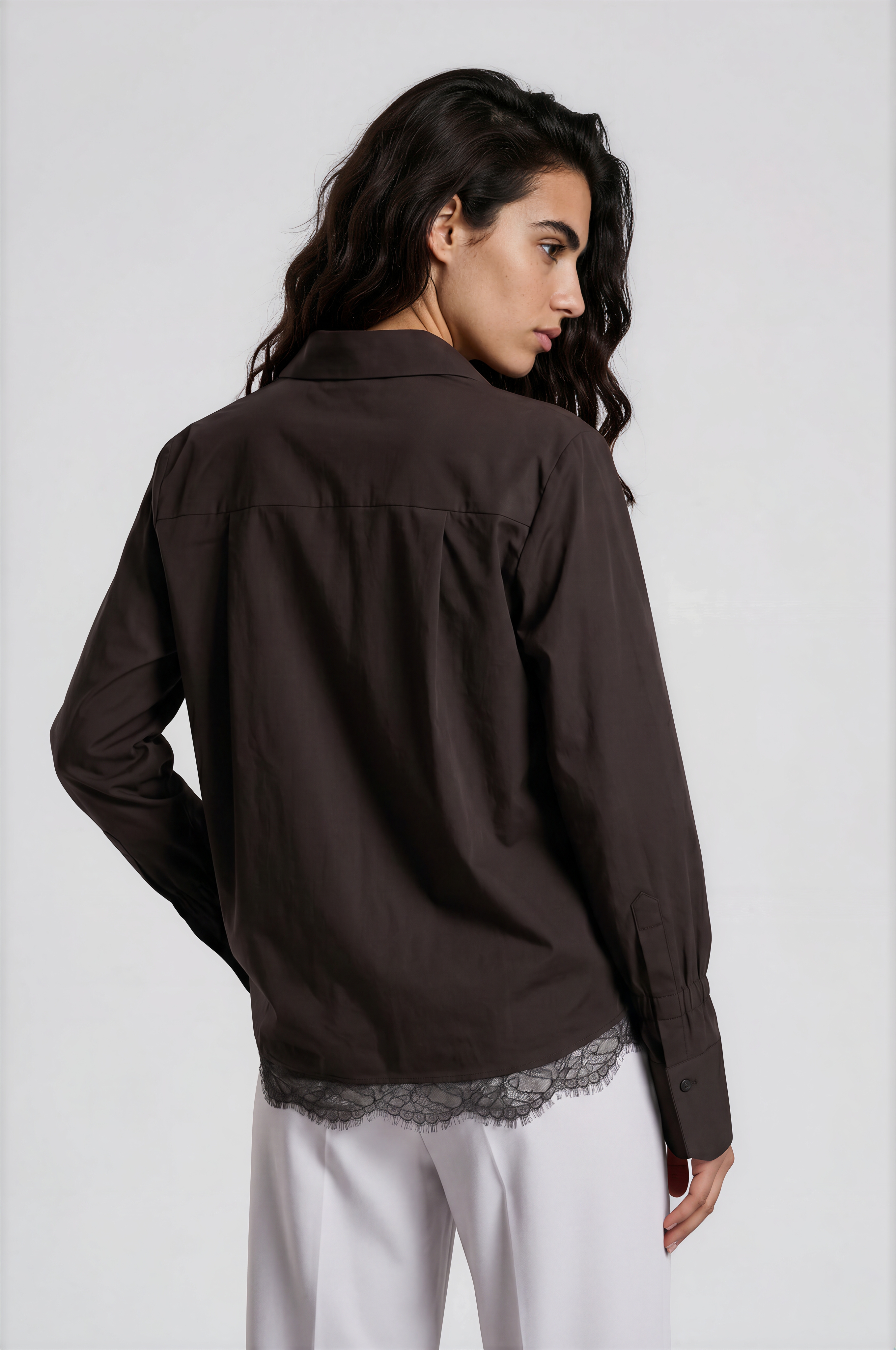 Milano Italy Damenbluse mit Spitzenbesatz 42