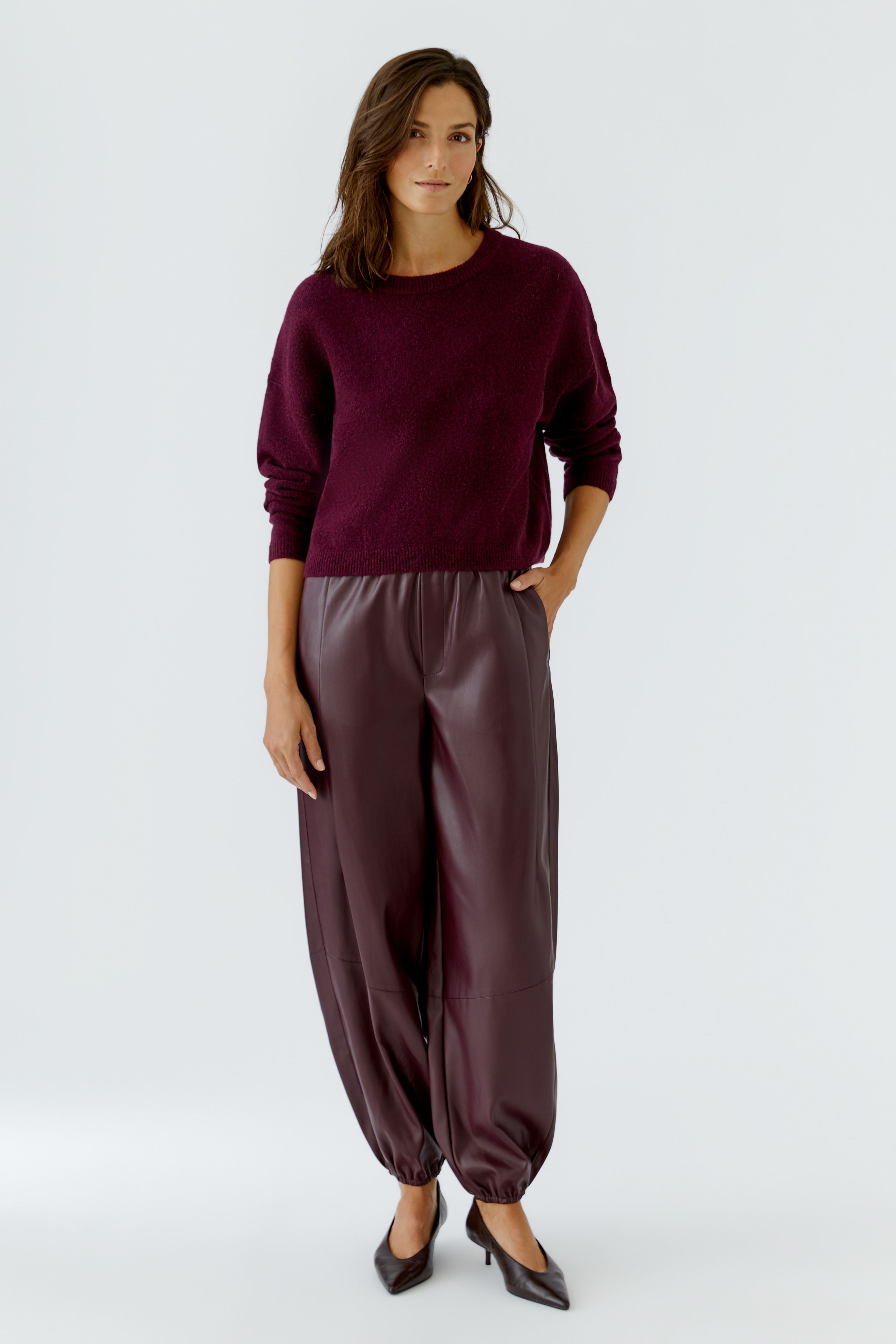 Oui Weicher Strickpullover in Bordeaux 42