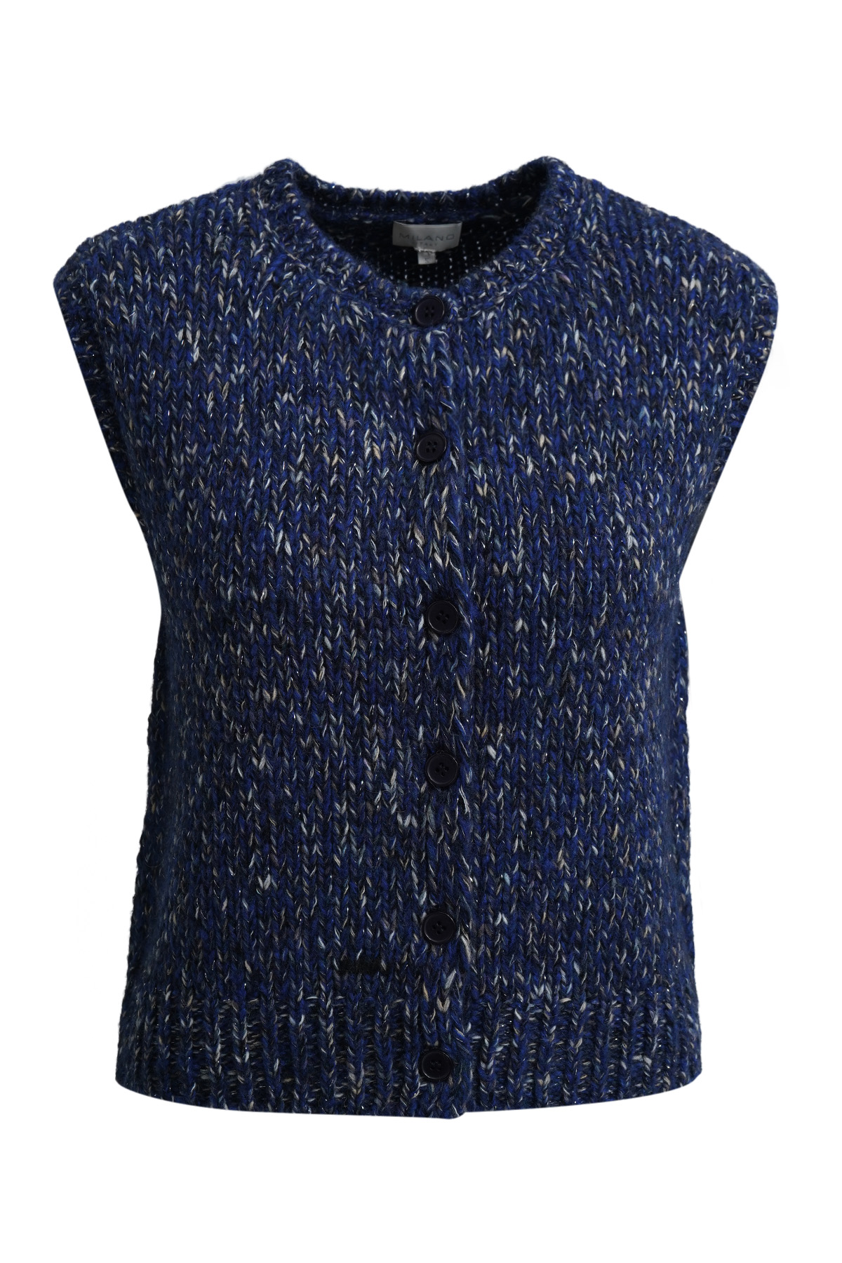 Milano Italy Strickweste – Blau meliert, Knopfleiste XL