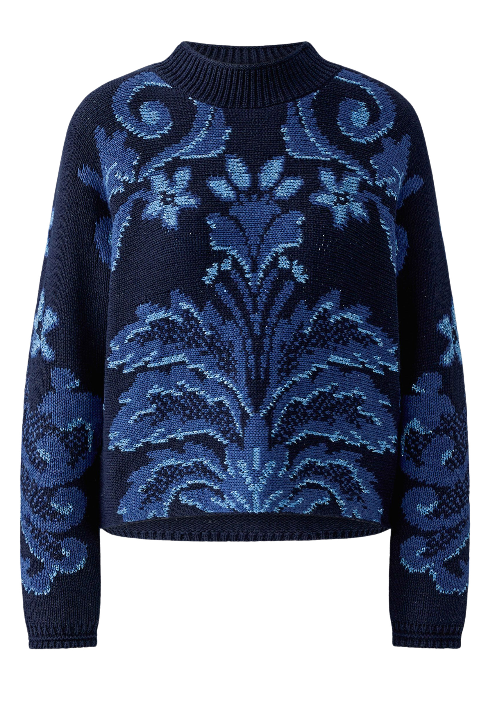 Oui Highlight Baumwoll-Jacquard Pullover 38