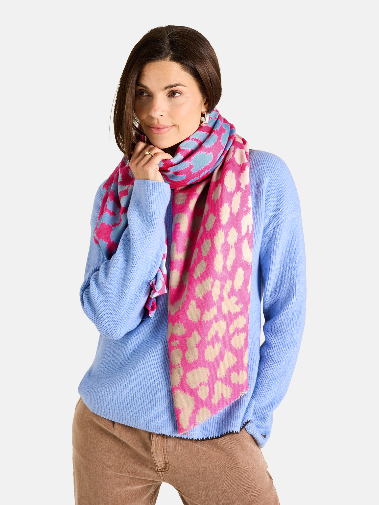 Lieblingsstück Damen Schal – Leo‑Muster Pink / Hellblau OZ