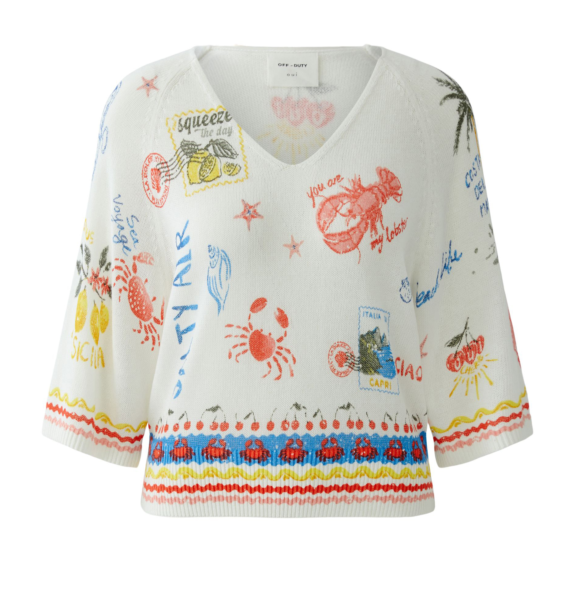 Oui Sommer-Pullover bedruckt 3/4 Arm 42