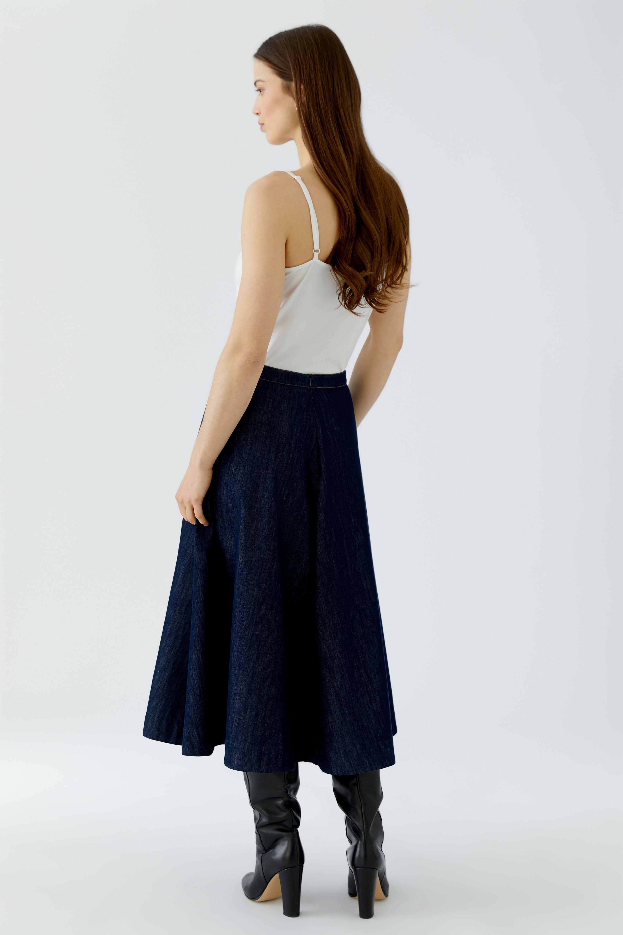Oui weit schwingender Jeansrock im Raw Denim 40