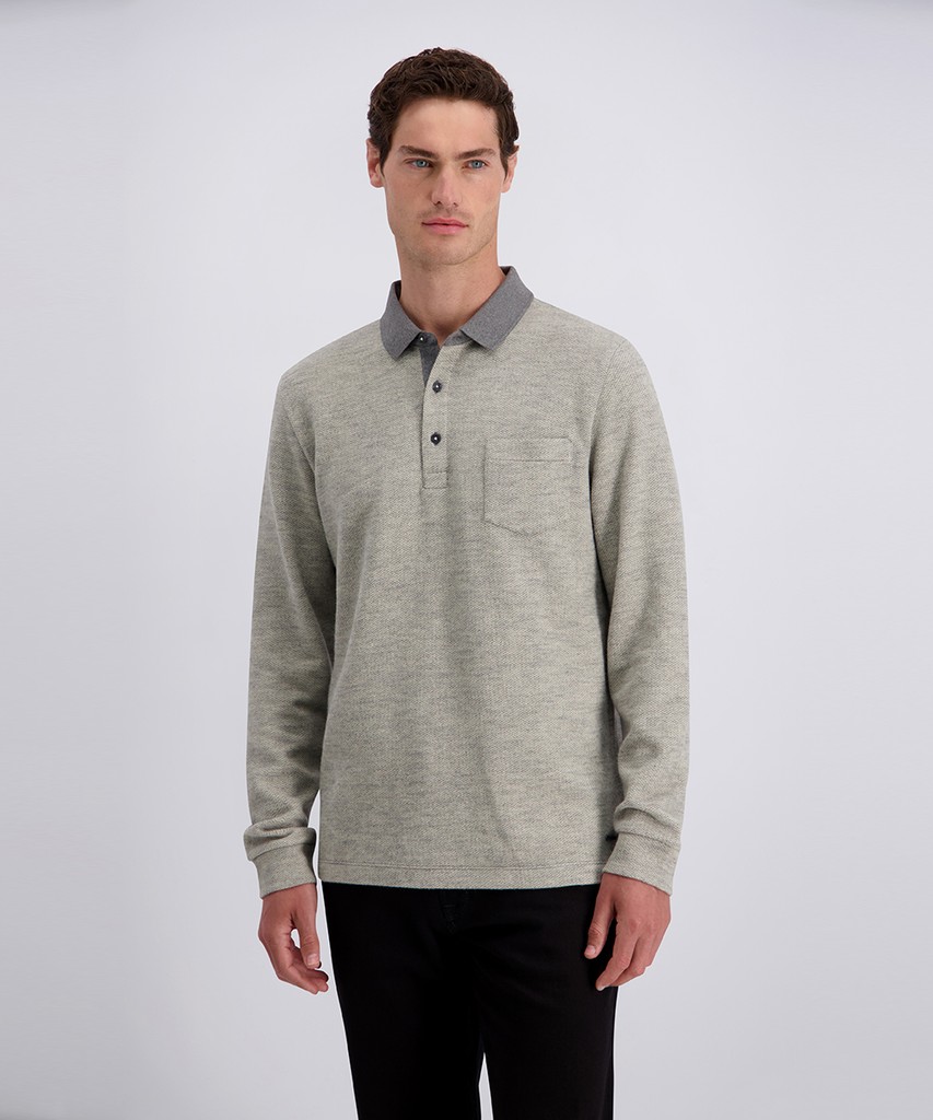 Pierre Cardin Langarm Poloshirt Herren Beige XXL