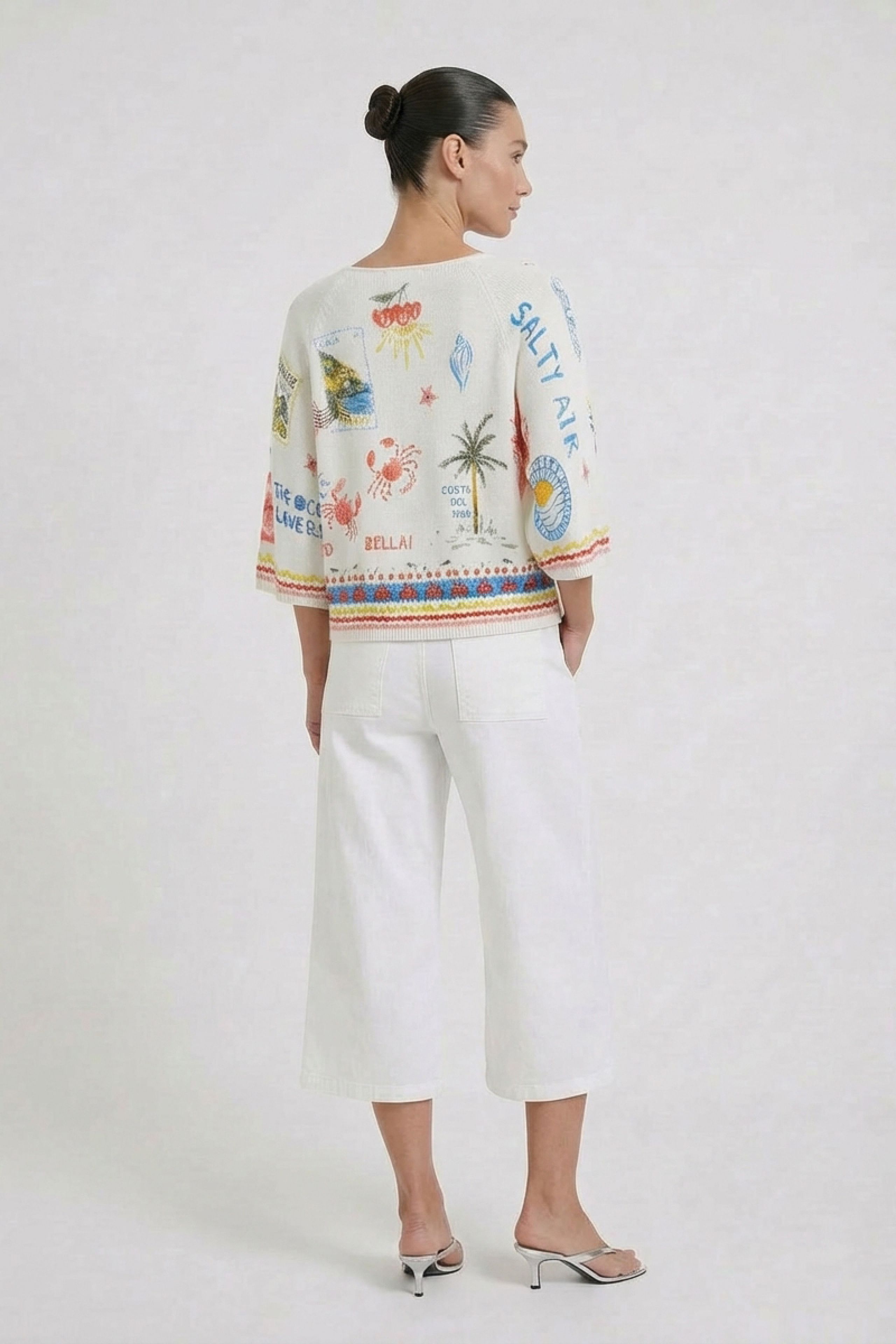 Oui Sommer-Pullover bedruckt 3/4 Arm 42