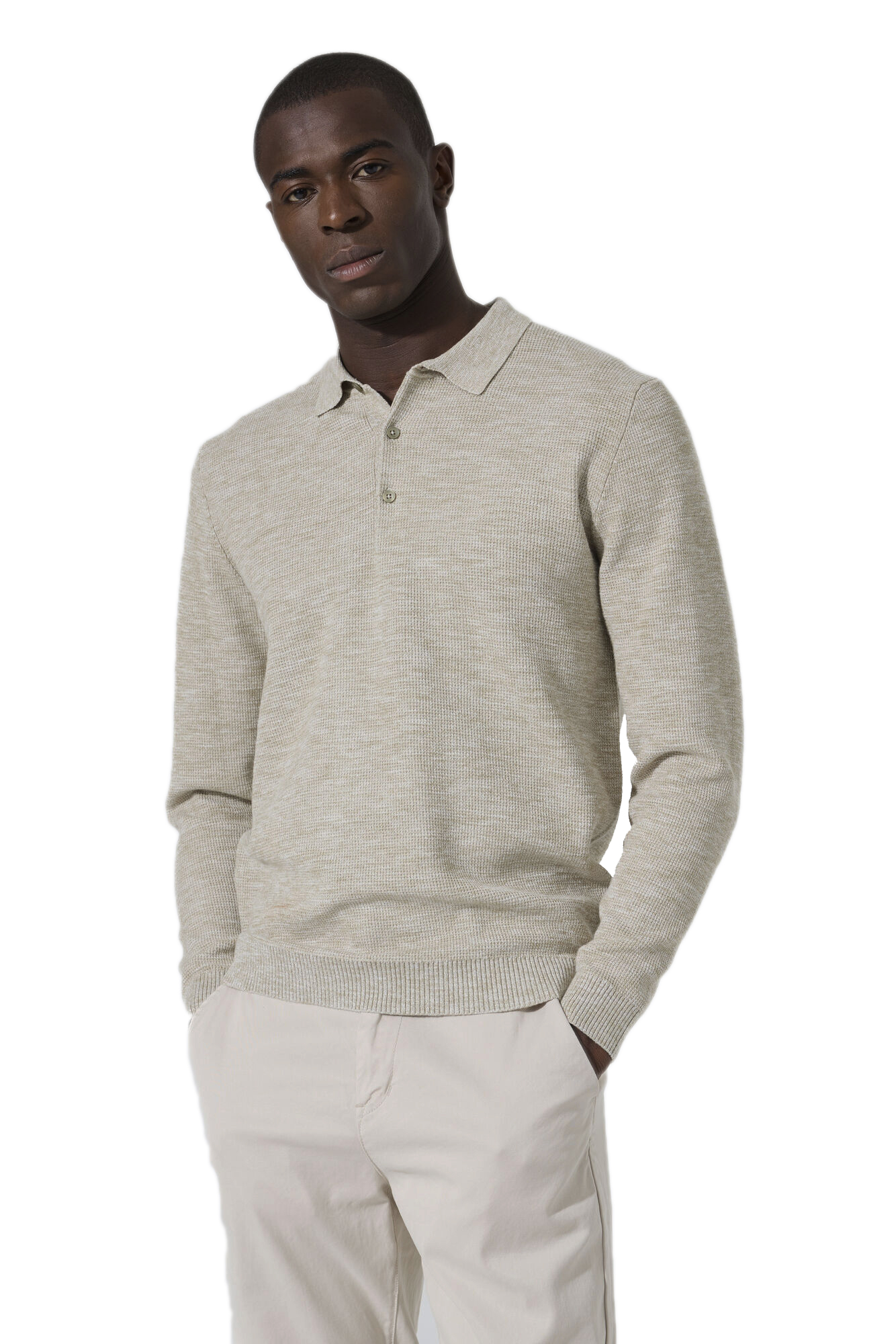 Garcia Herren Strickpolo langarm L
