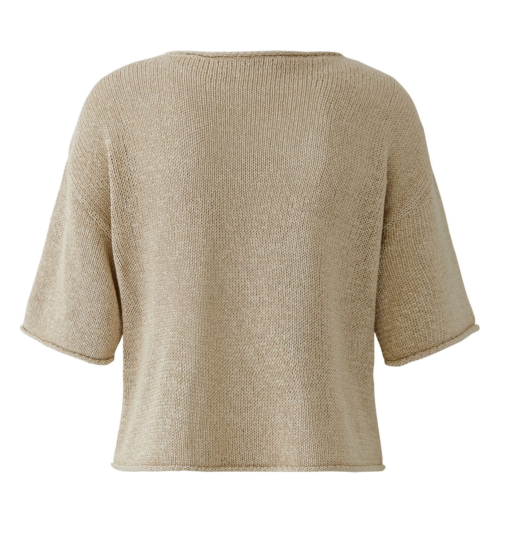 Oui Damen Pullover kurzarm - biscuit 40