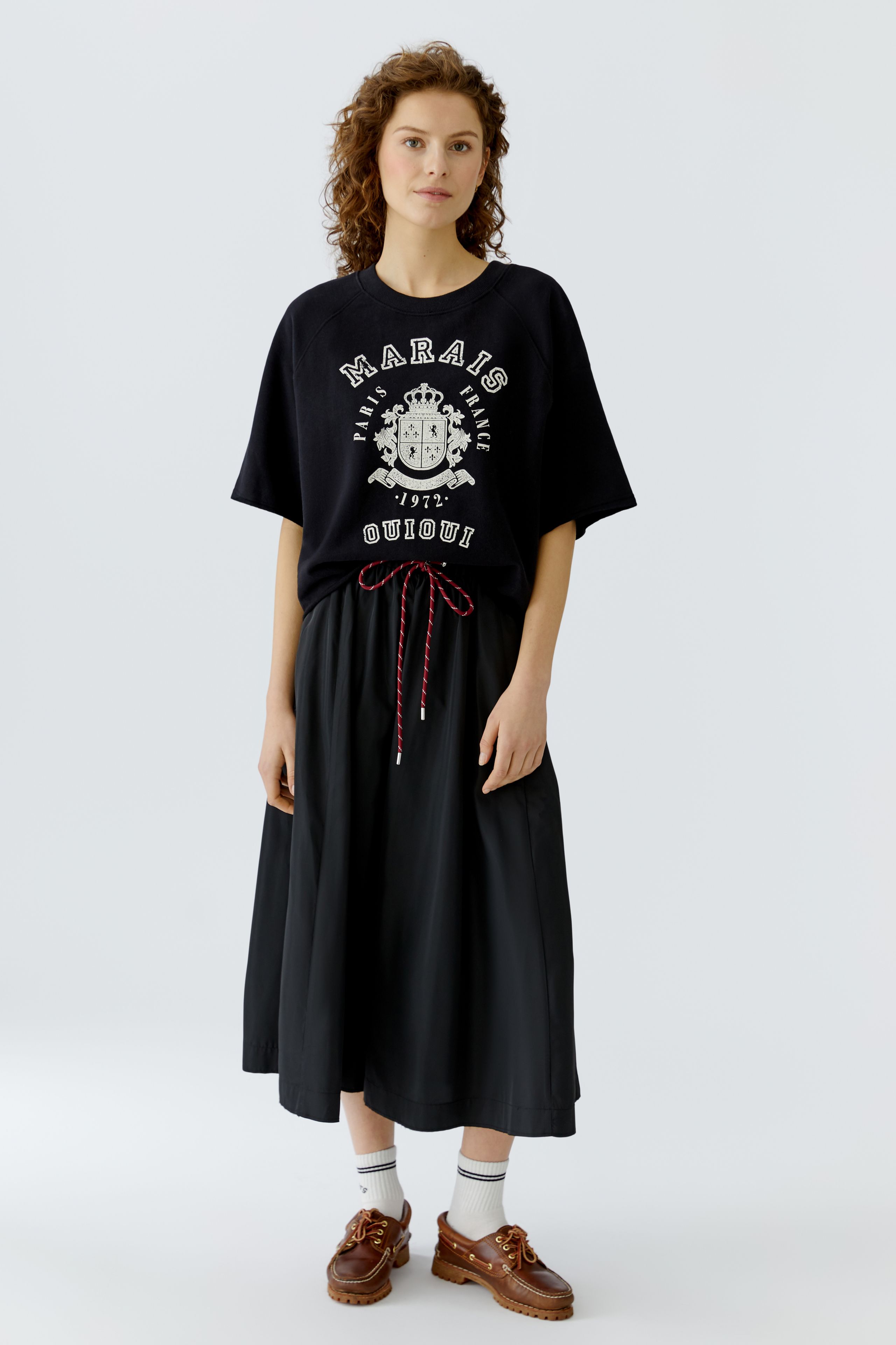 Oui Leichtes Sweatshirt Oversized - schwarz