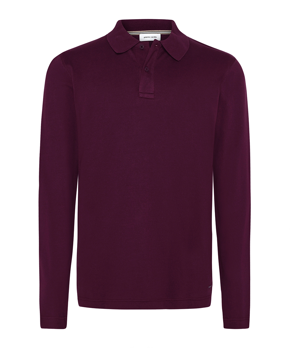 Pierre Cardin Herren Langarm‑Poloshirt – Bordeaux XXL