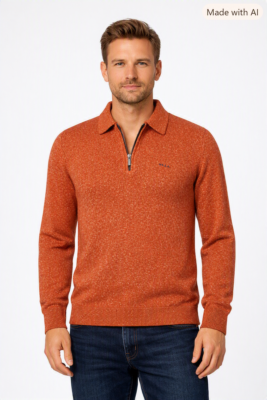 New Zealand Auckland Pullover Polokragen – Rostorange M