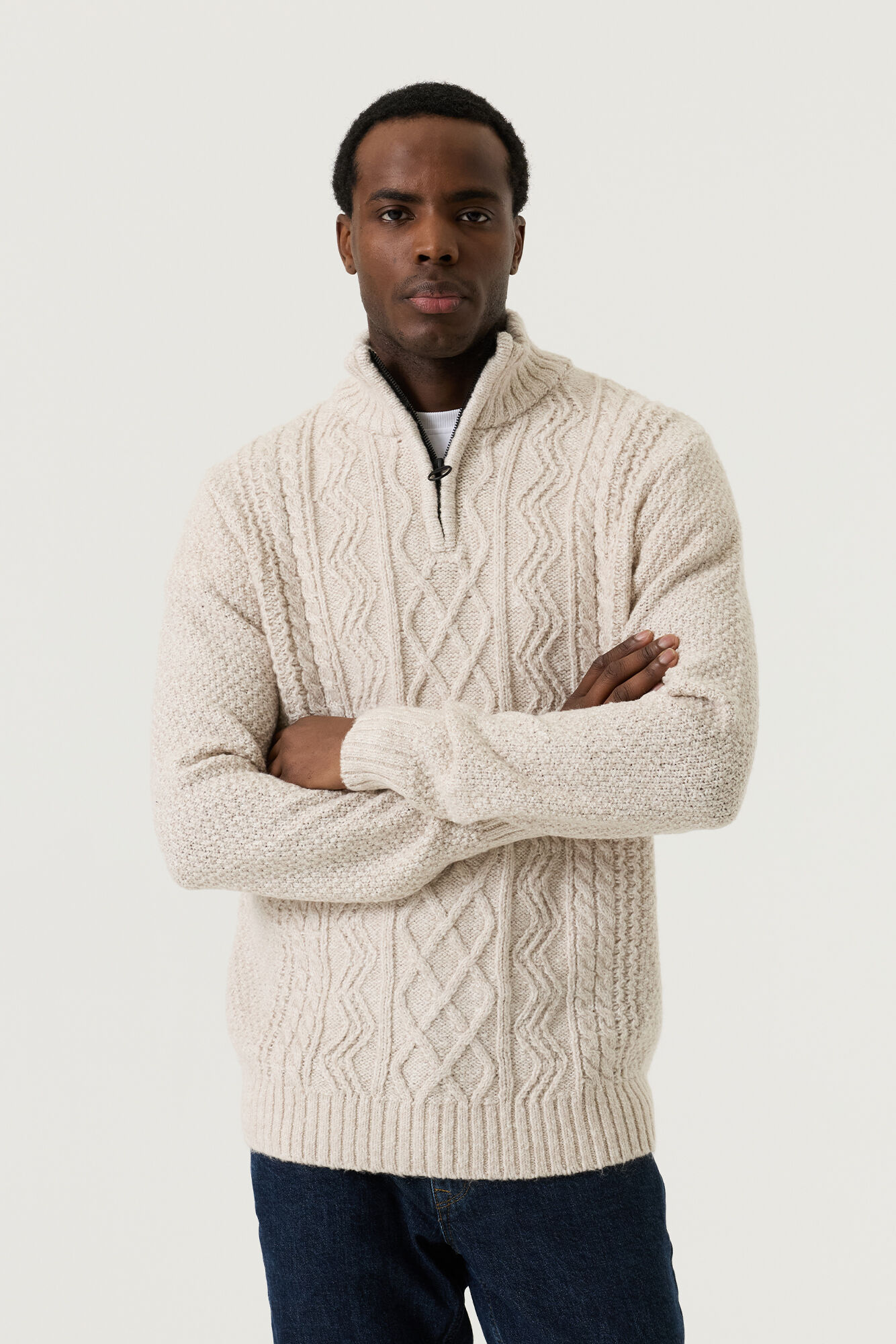 Garcia Strickpullover  mit Zipperkragen  in  natur XL