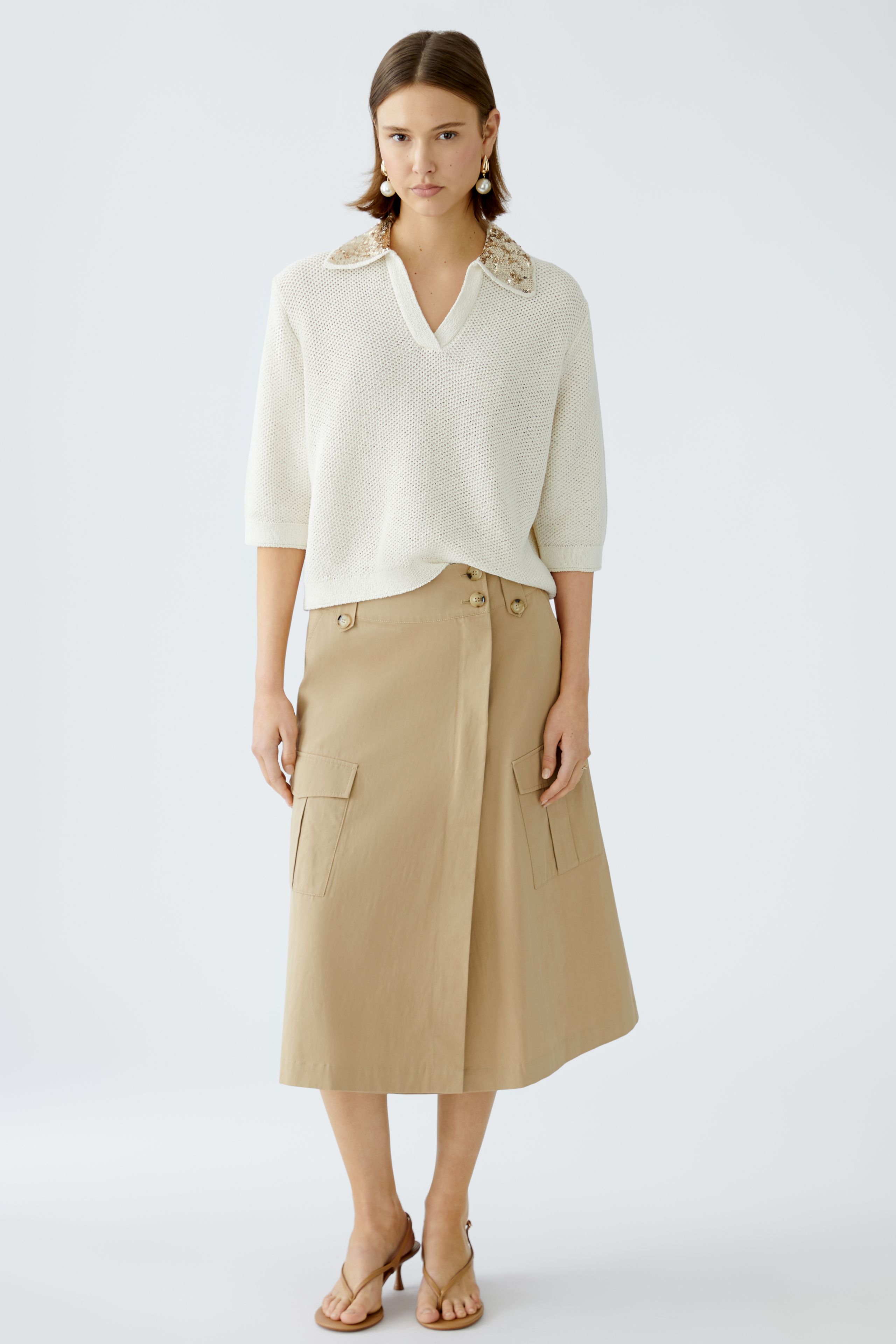 Oui Polopullover mit Highlight Strickkragen