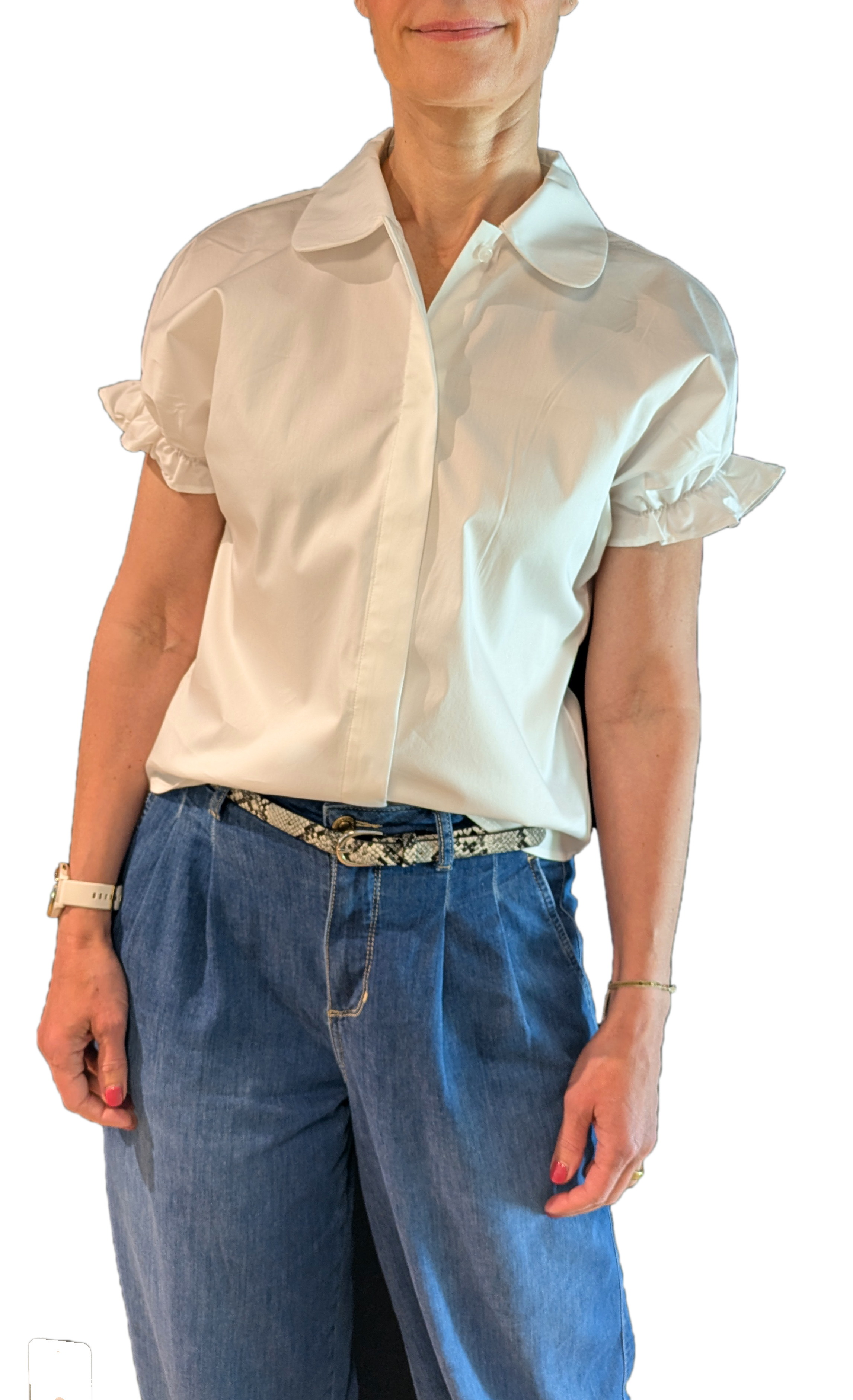 Catnoir Bluse smoked Baumwollstretch - weiß 36