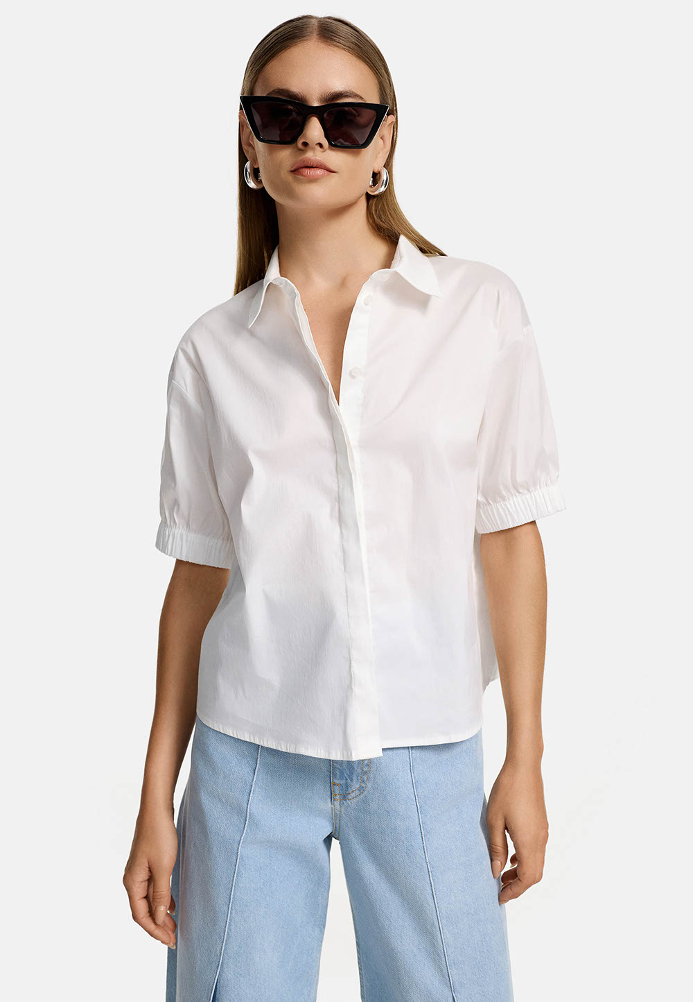 Catnoir Bluse Baumwollstretch 1/2 Arm 36 weiß