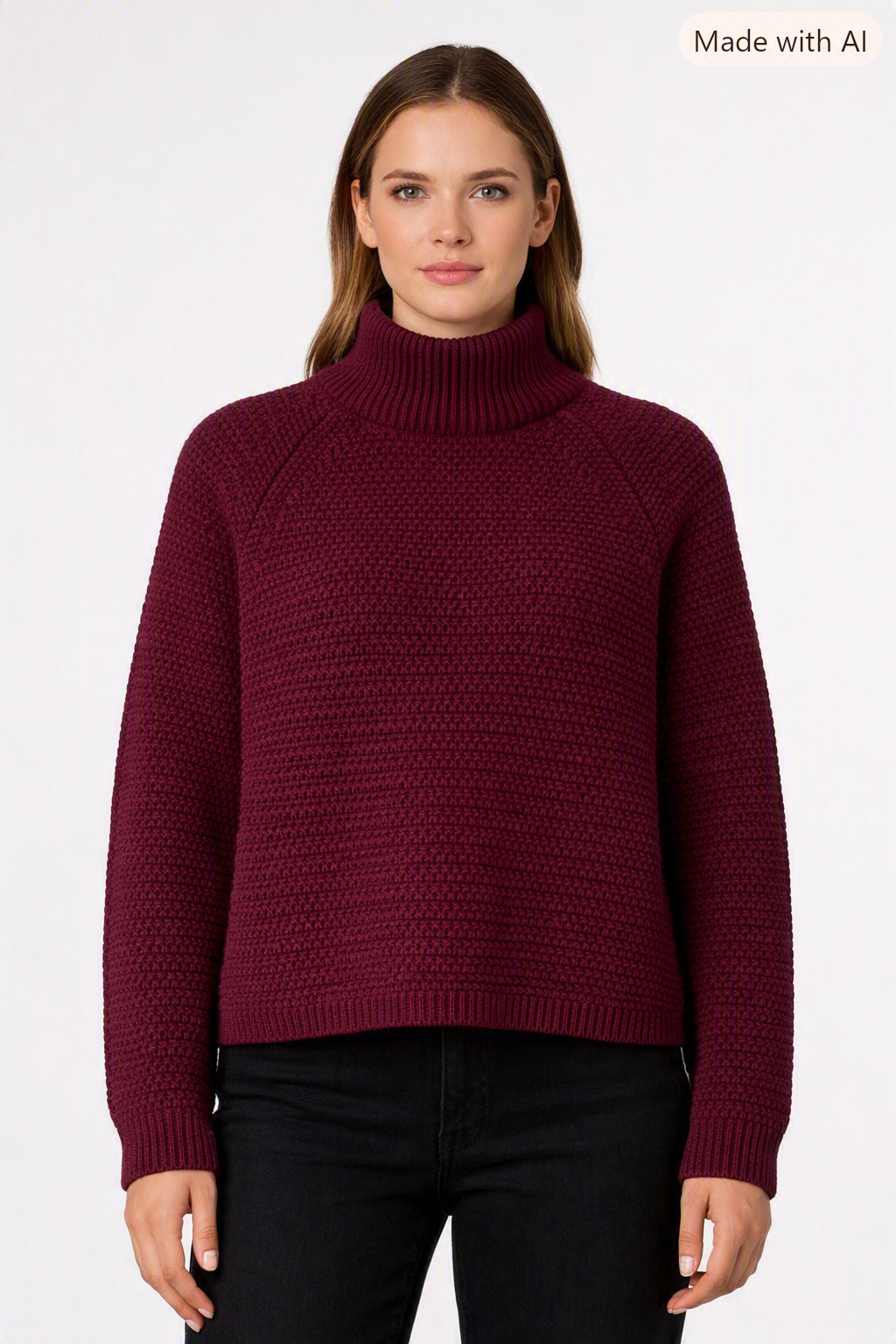 Oui Strickpullover mit Stehkragen in Bordeaux 40