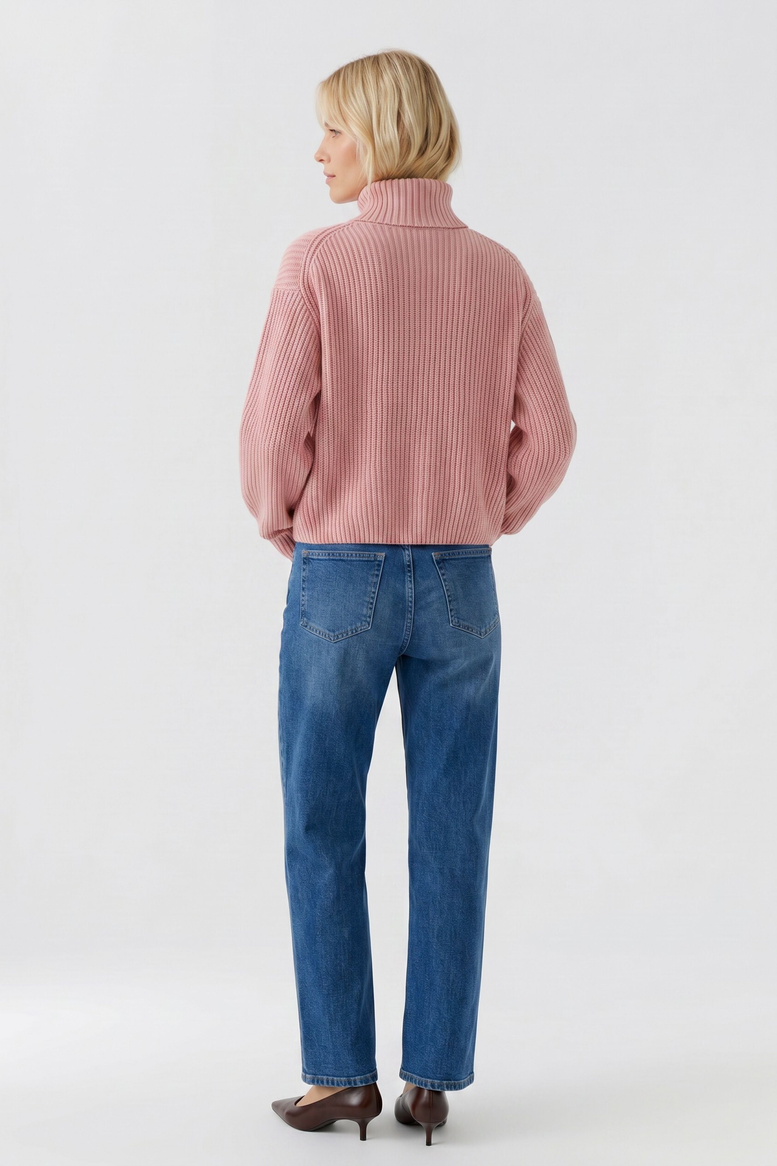 Oui Damenpullover in Rosa – Weicher Strick, Rollkragen 42
