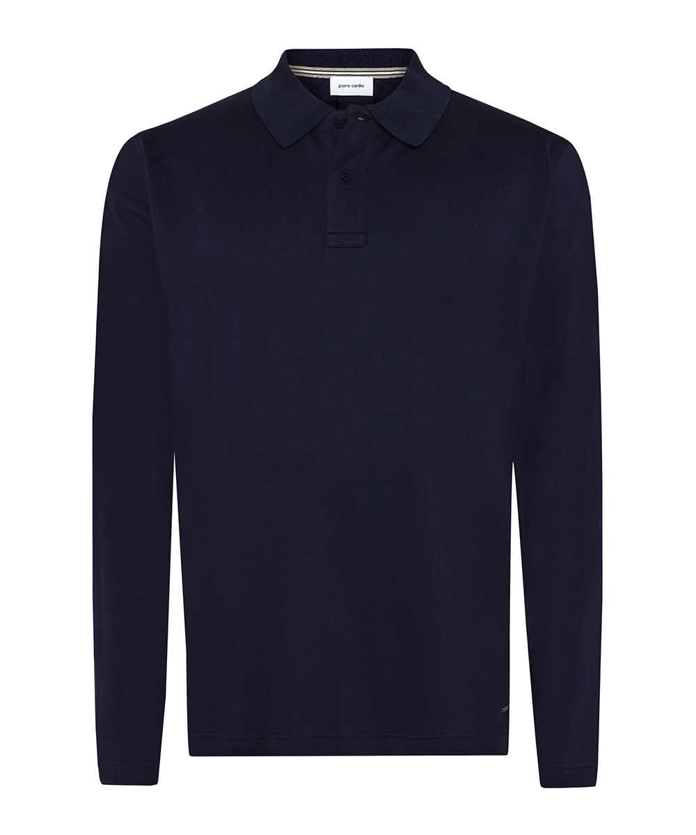 Pierre Cardin Herren Langarm‑Poloshirt – Dunkelblau