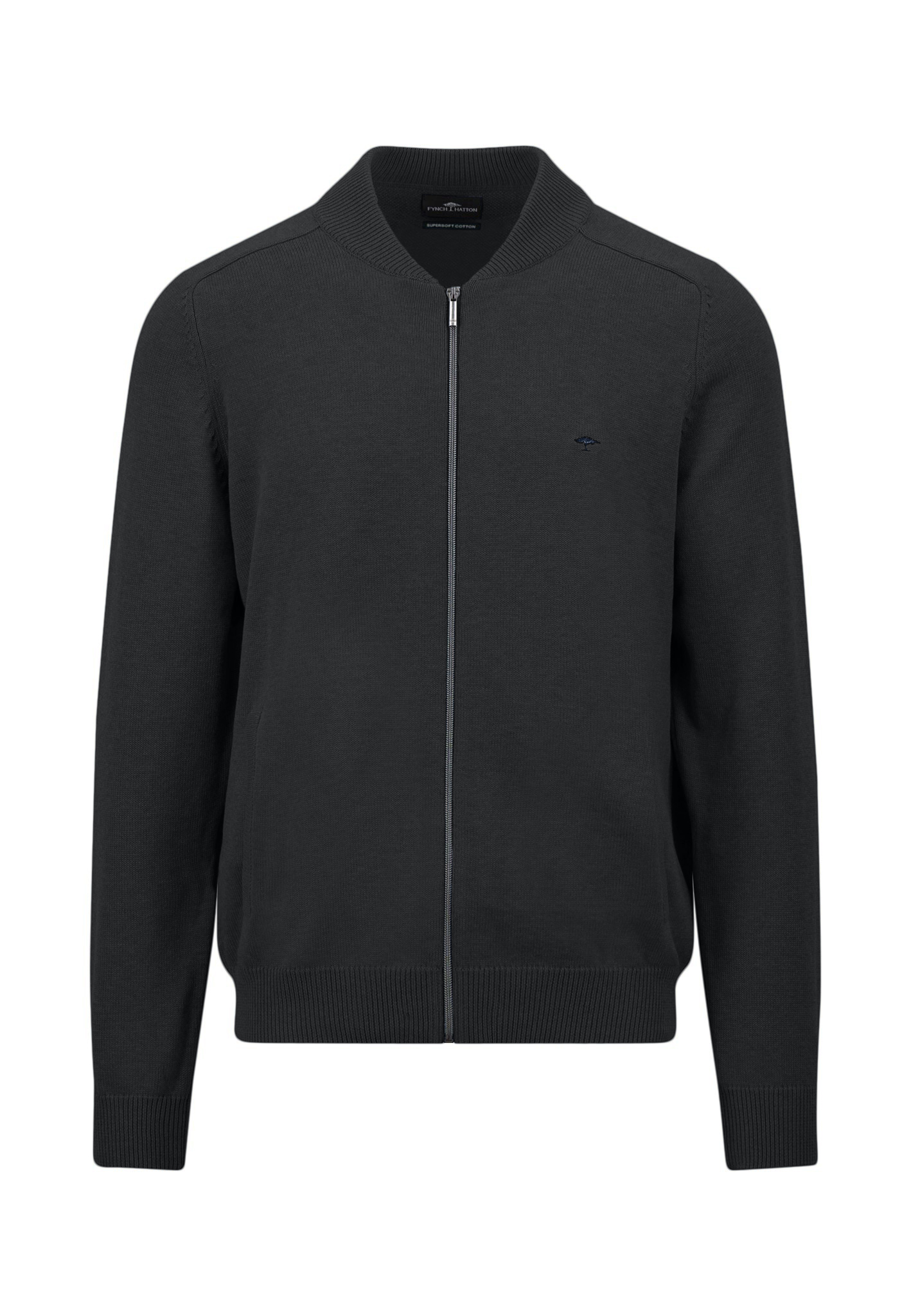 Fynch-Hatton Strickjacke Collegekragen - schwarz