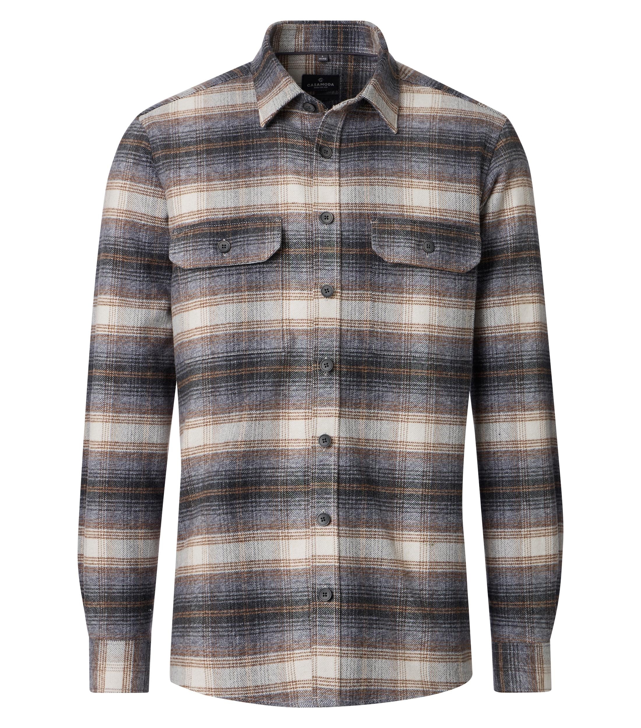 Casamoda Overshirt Kariert Grau Beige
