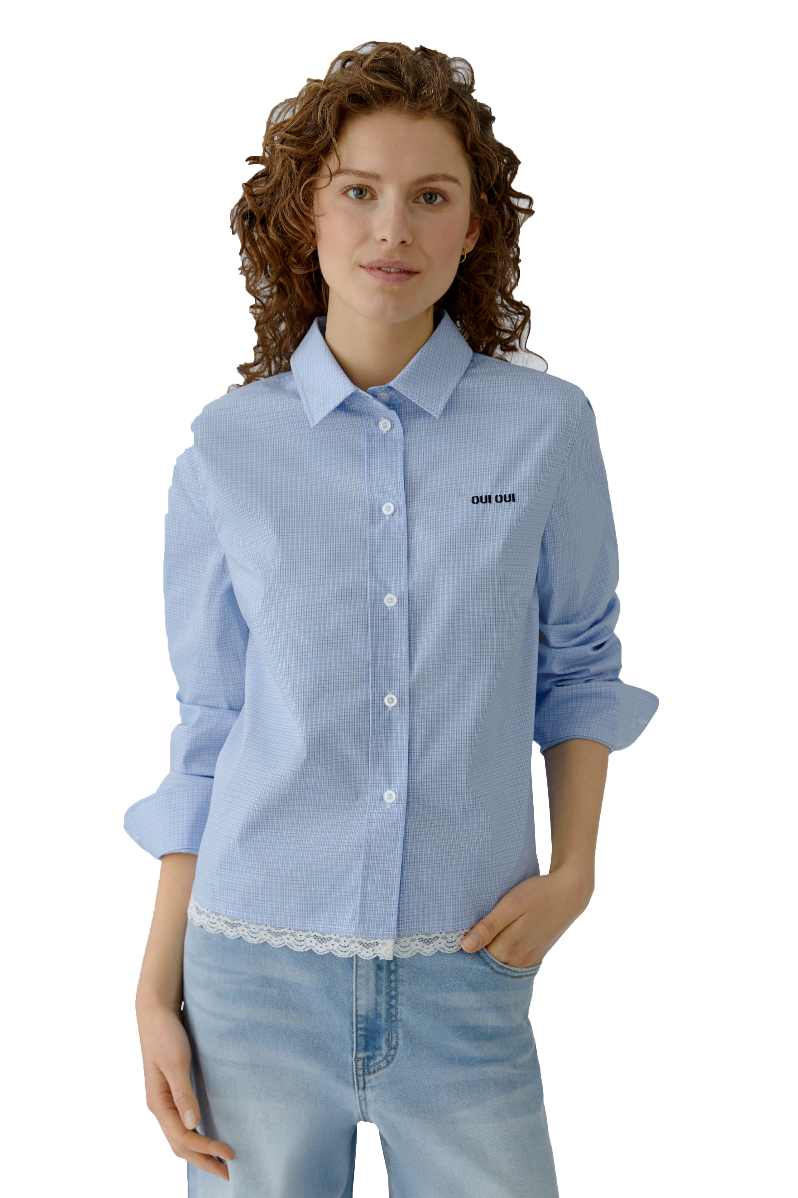 Oui Hemdbluse mit unterlegtem Spitzensaum