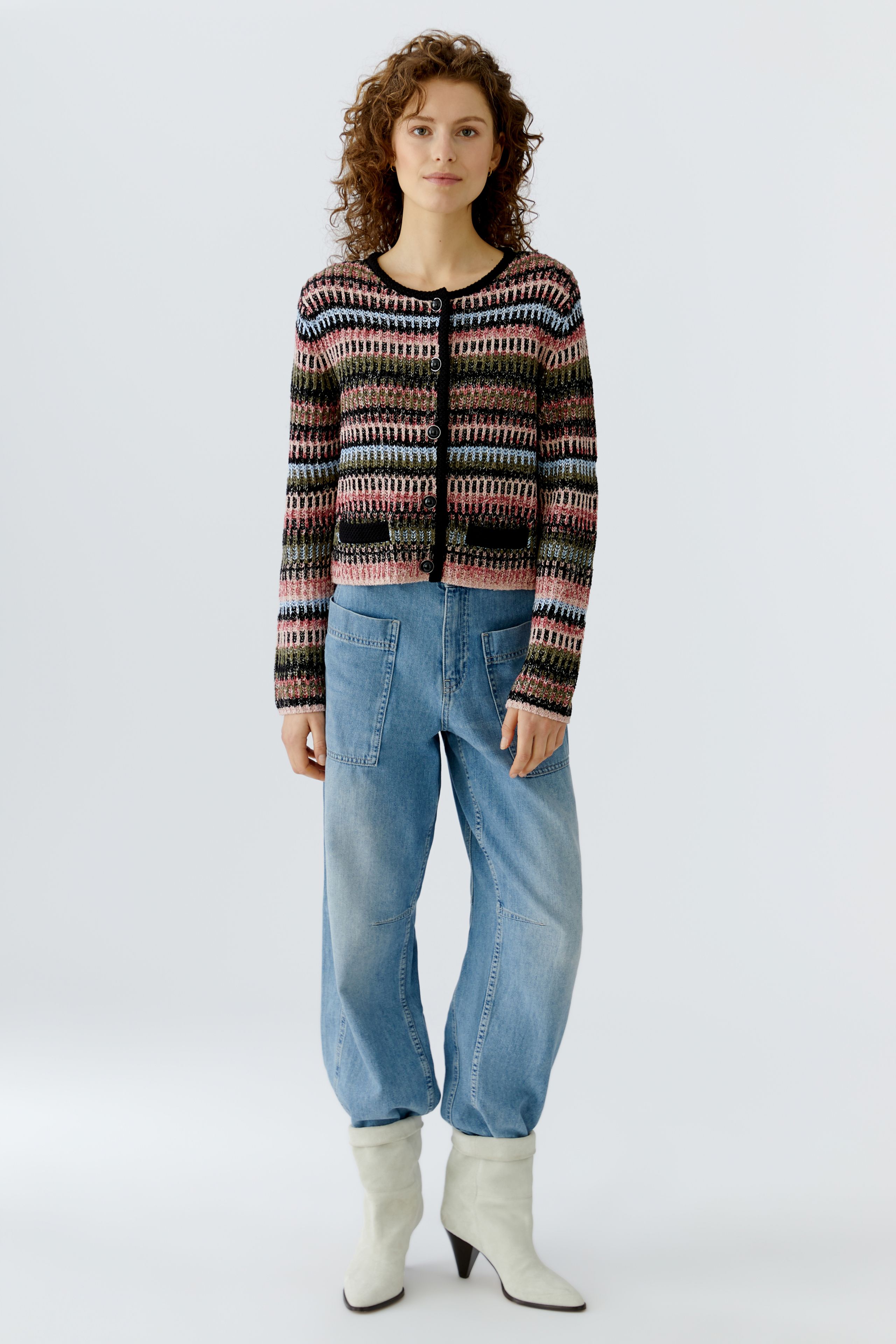 Oui Highlight Strickjacke mit Glanzgarn