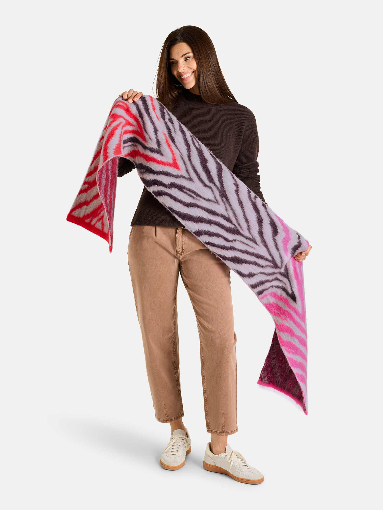 Lieblingsstück Damen Schal – Zebra‑Muster Pink / Rot / Grau OZ